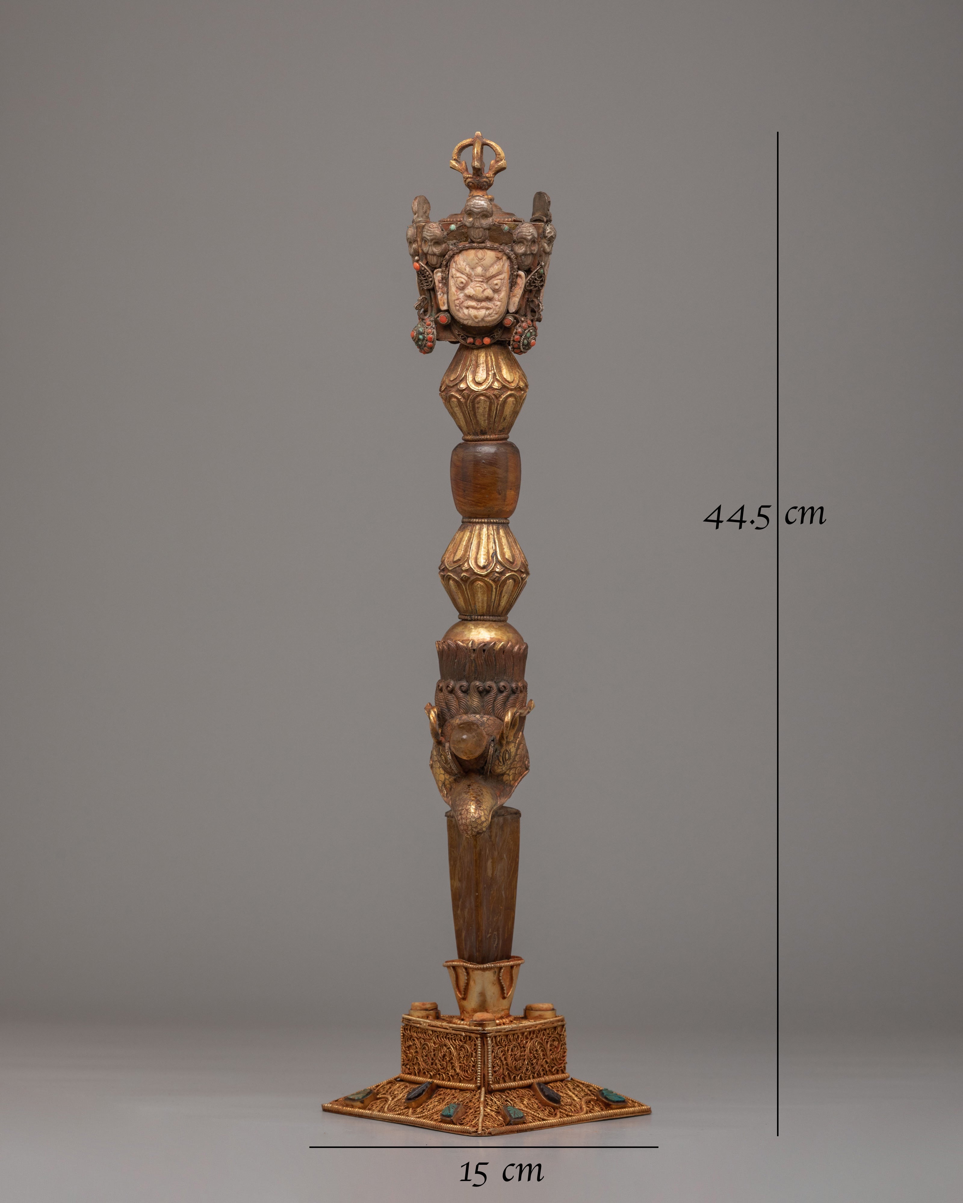 Sacred Buddhist Phurba | Gold-Plated Ritual Dagger