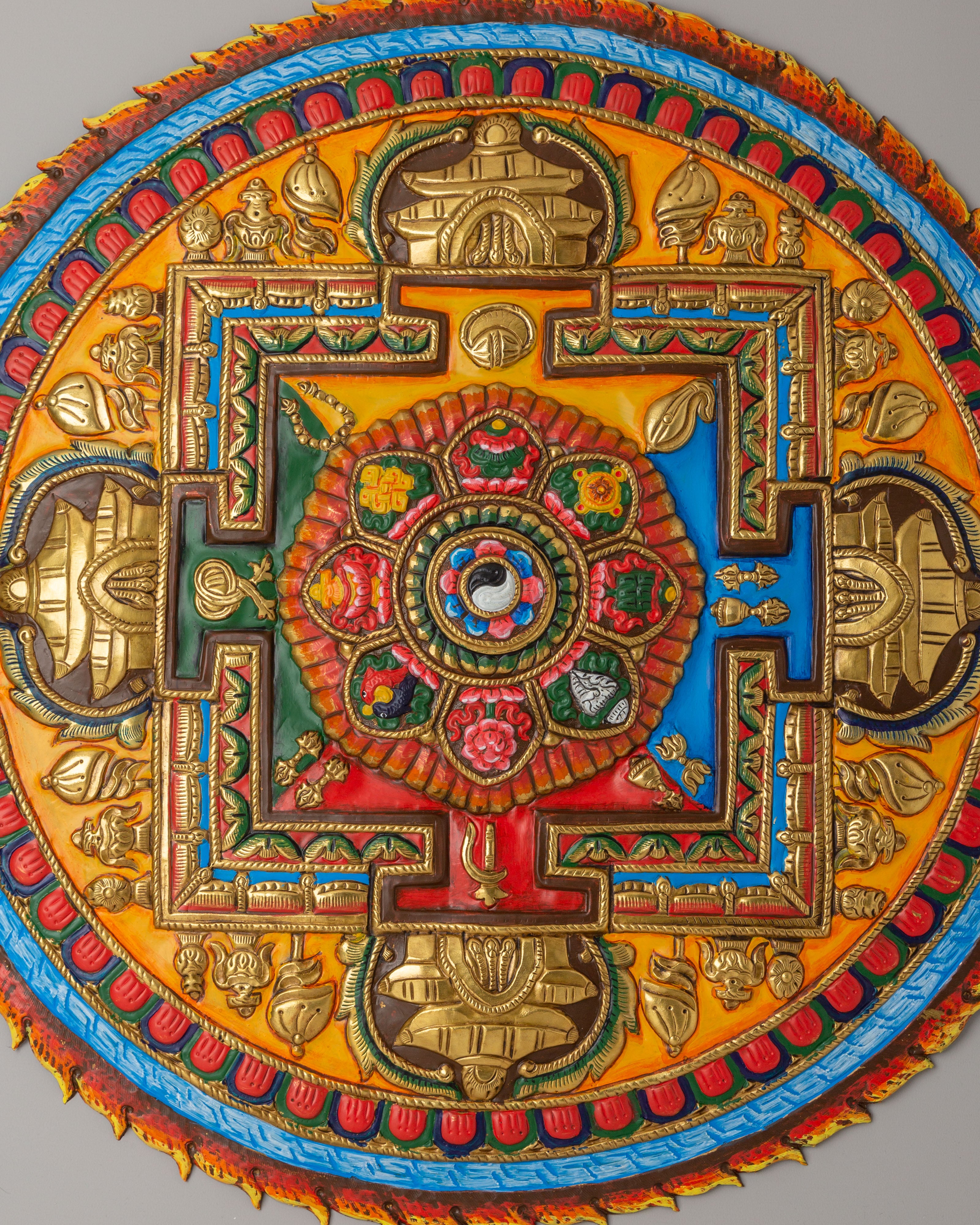 Astamangala Mandala Wall Hanging | Eight Auspicious Symbols Artwork
