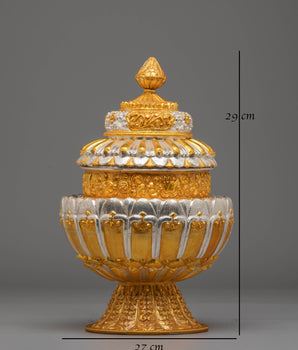 Handmade Tibetan Ritual Rice Pot | Spiritual Decor for Altar