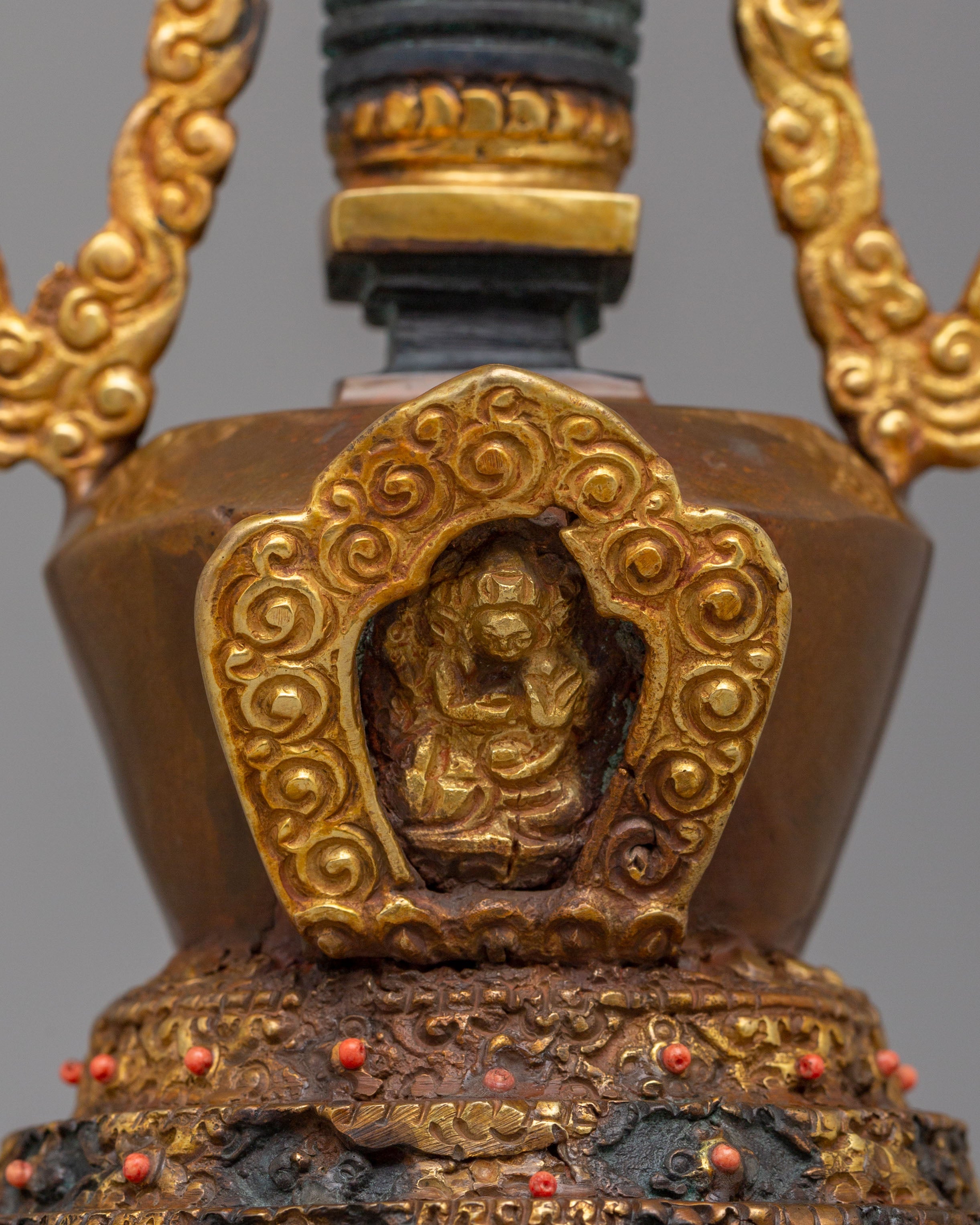 Traditional Tibetan Lotus Blossom Stupa | Handcrafted Spiritual Decor