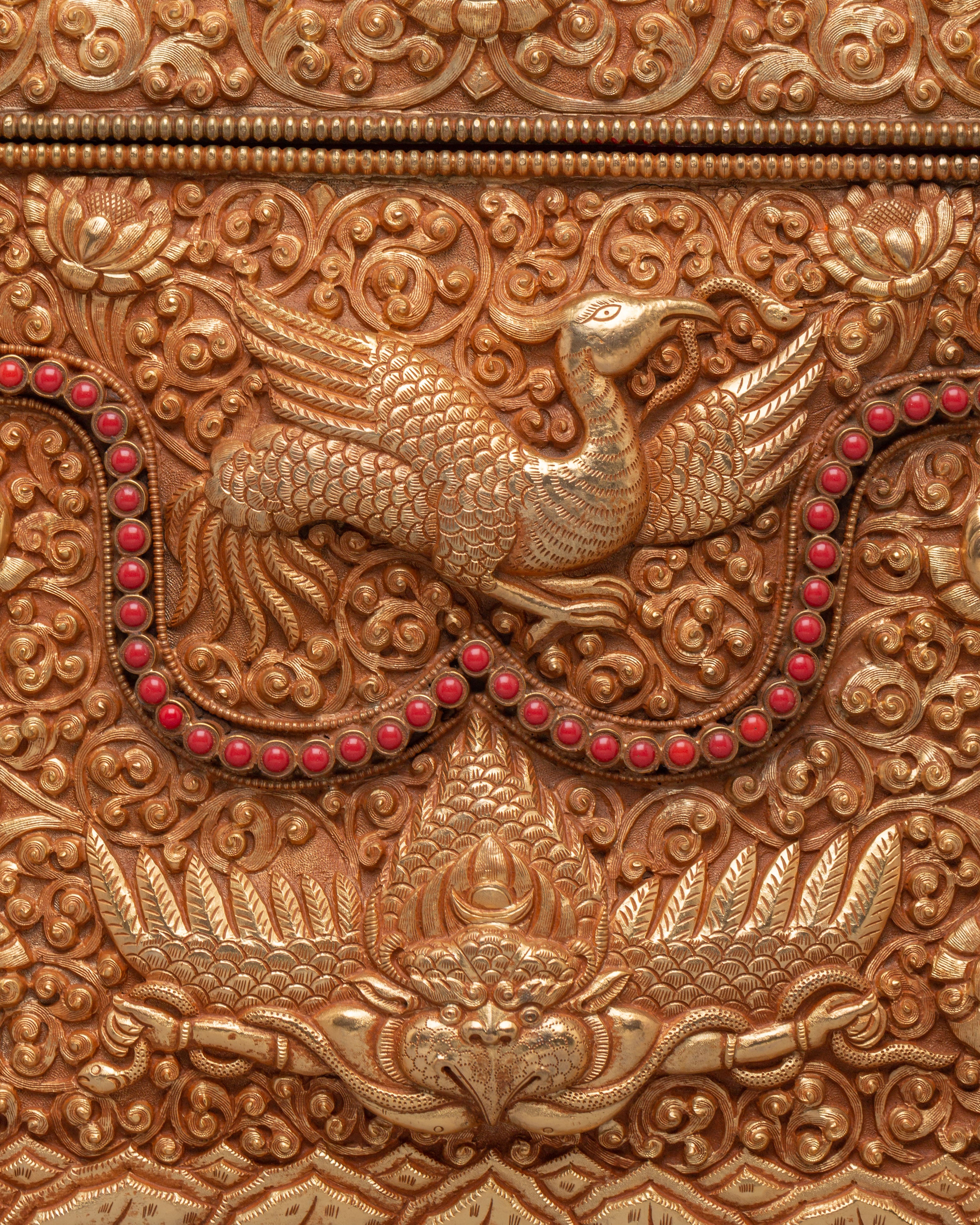 Handmade Dragon Treasure Box | Gemstone & Gold Plated Copper