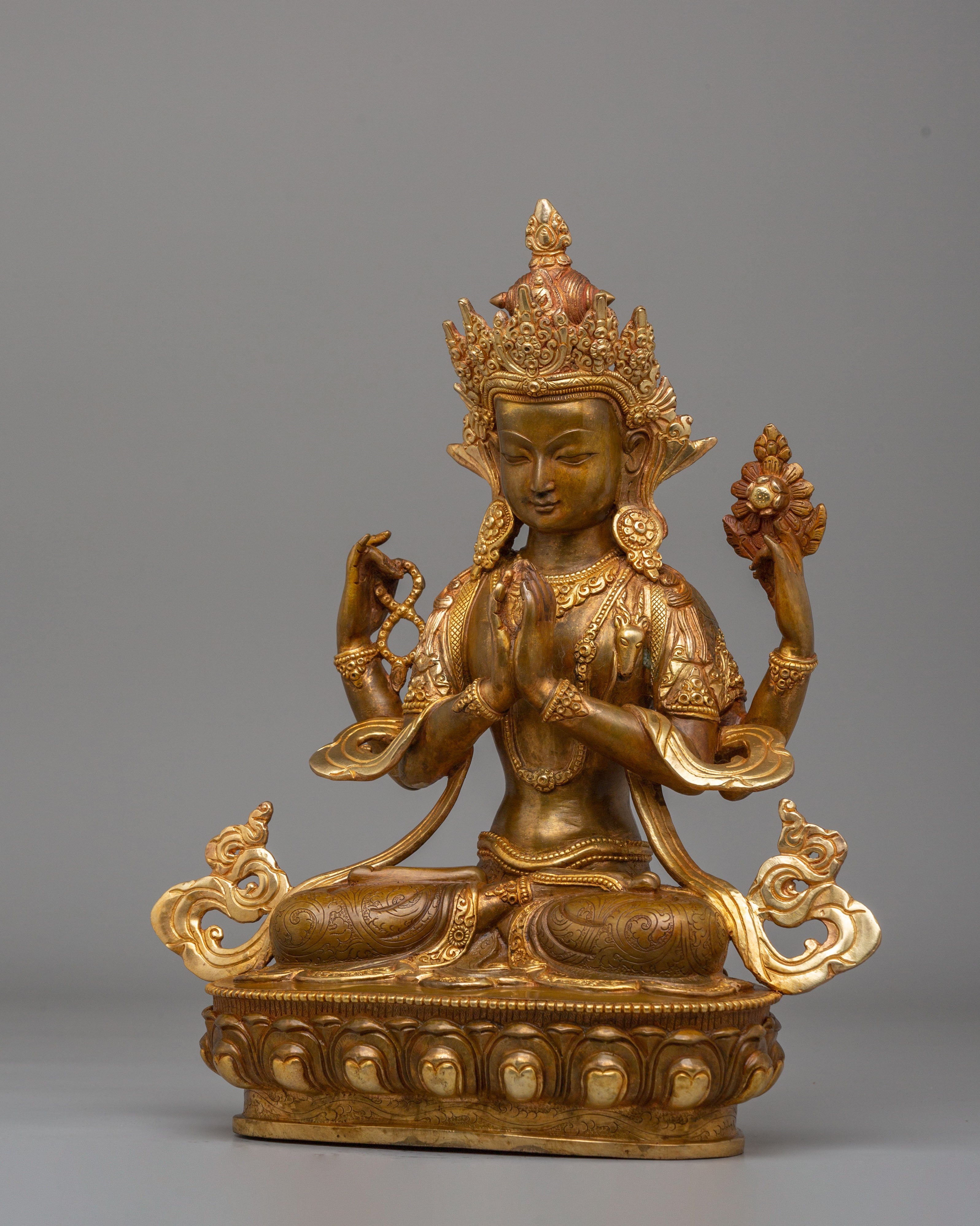 Avalokiteshvara Chenrezig Altar Statue | Bodhisattva of Infinite Compassion