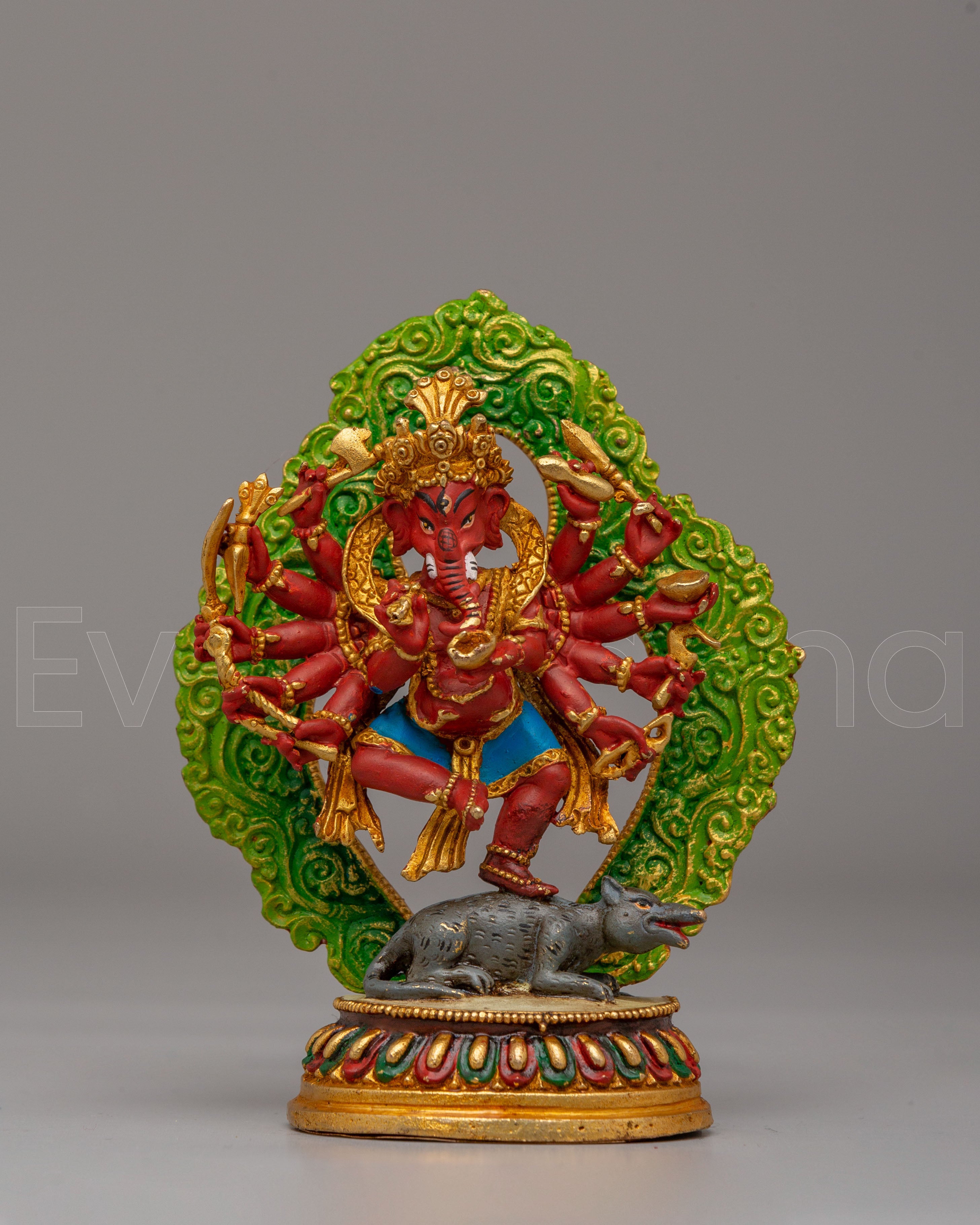 Traditional Maha Rakta Ganesha Statue 