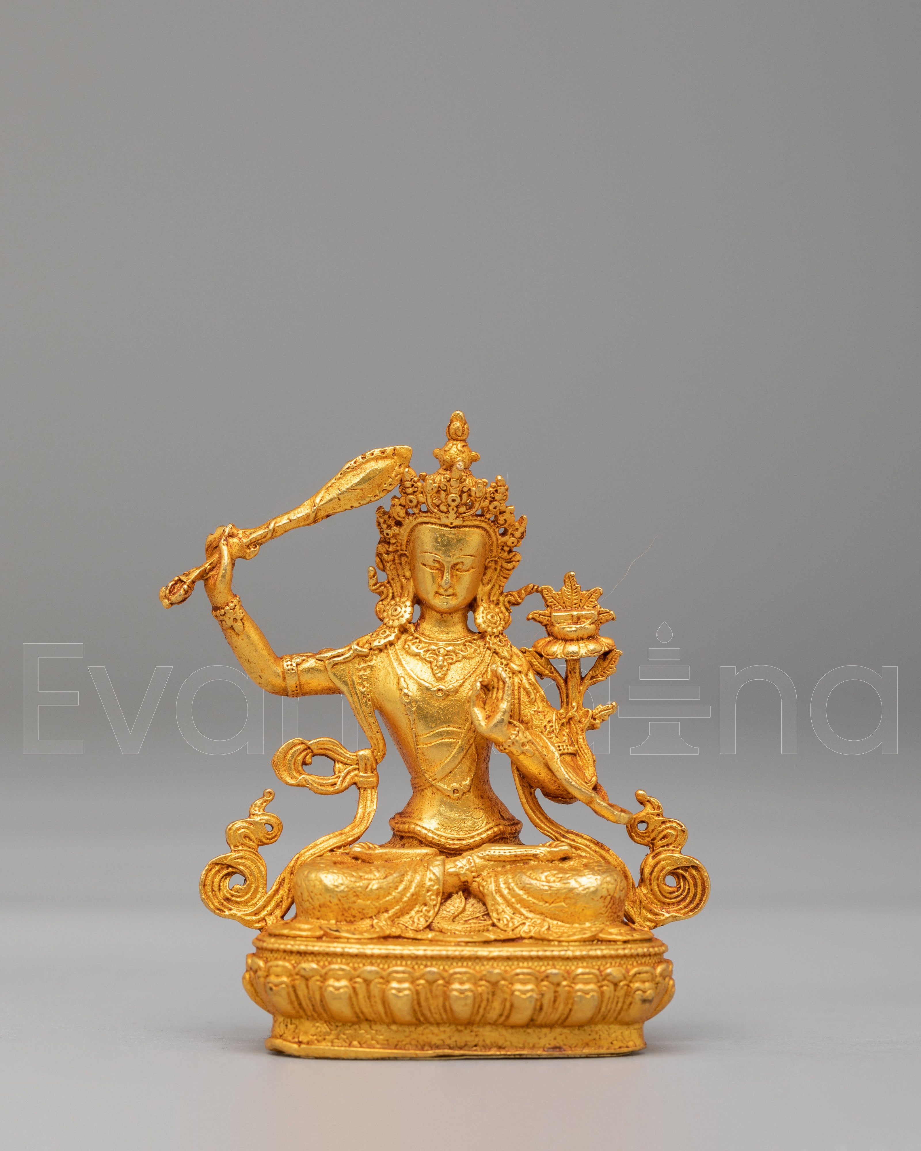 Gold-plated Manjushri Sculpture
