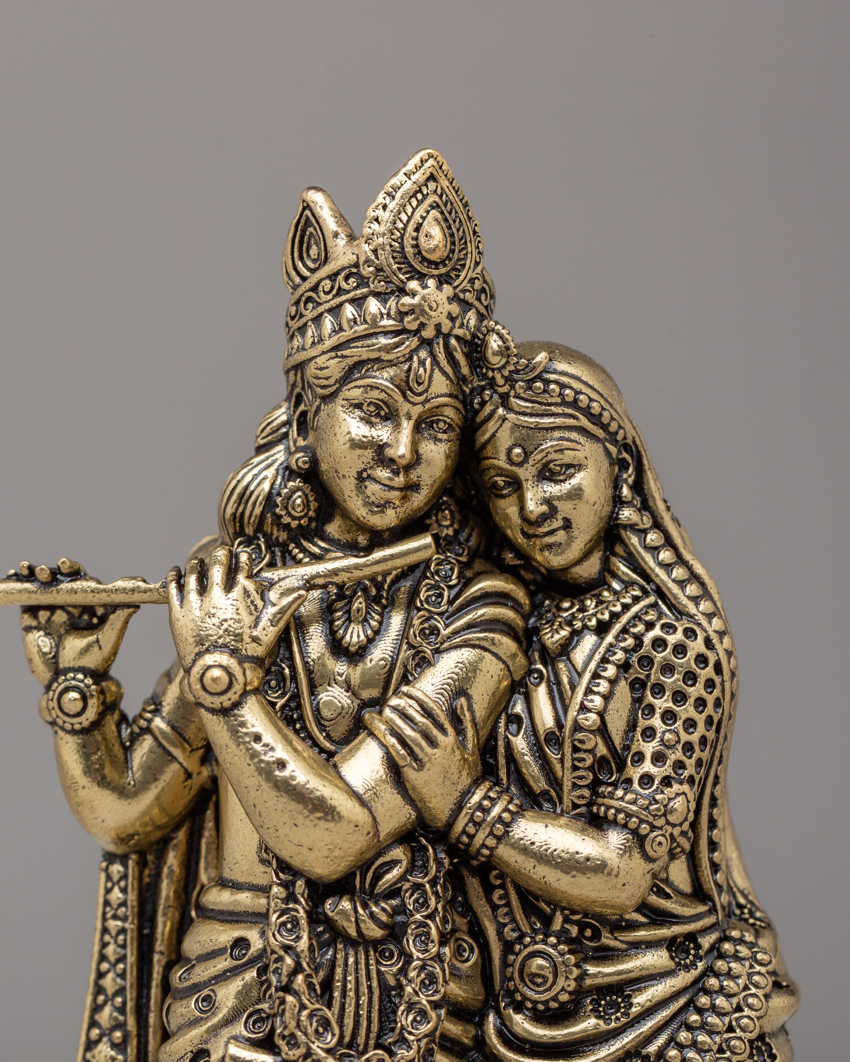 Himalayan Radha Krishna Altar Statue | Handcrafted Brass Statue