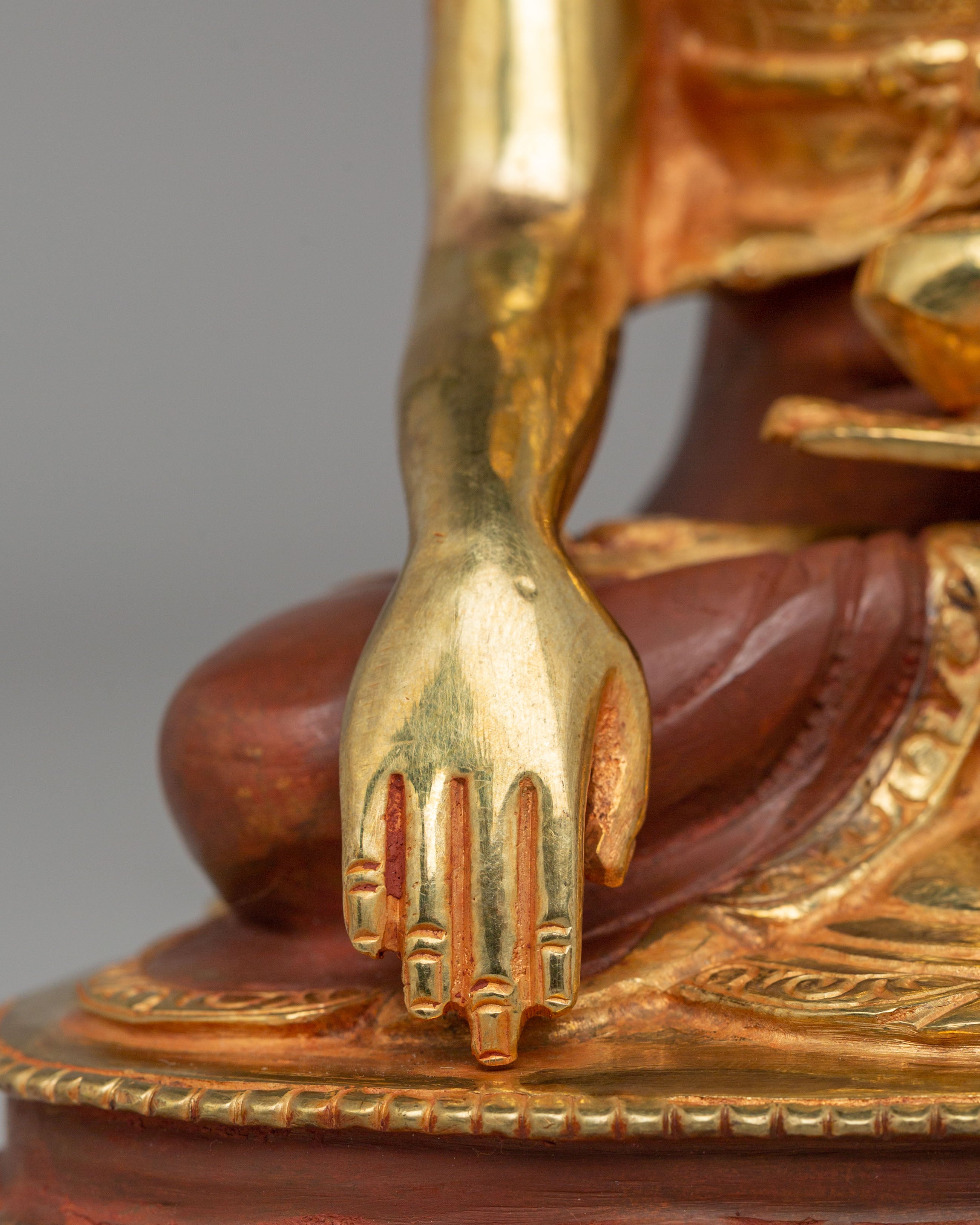 Sacred Shakyamuni Buddha Statue | 24K Gold Plated Buddhist Altar Decor