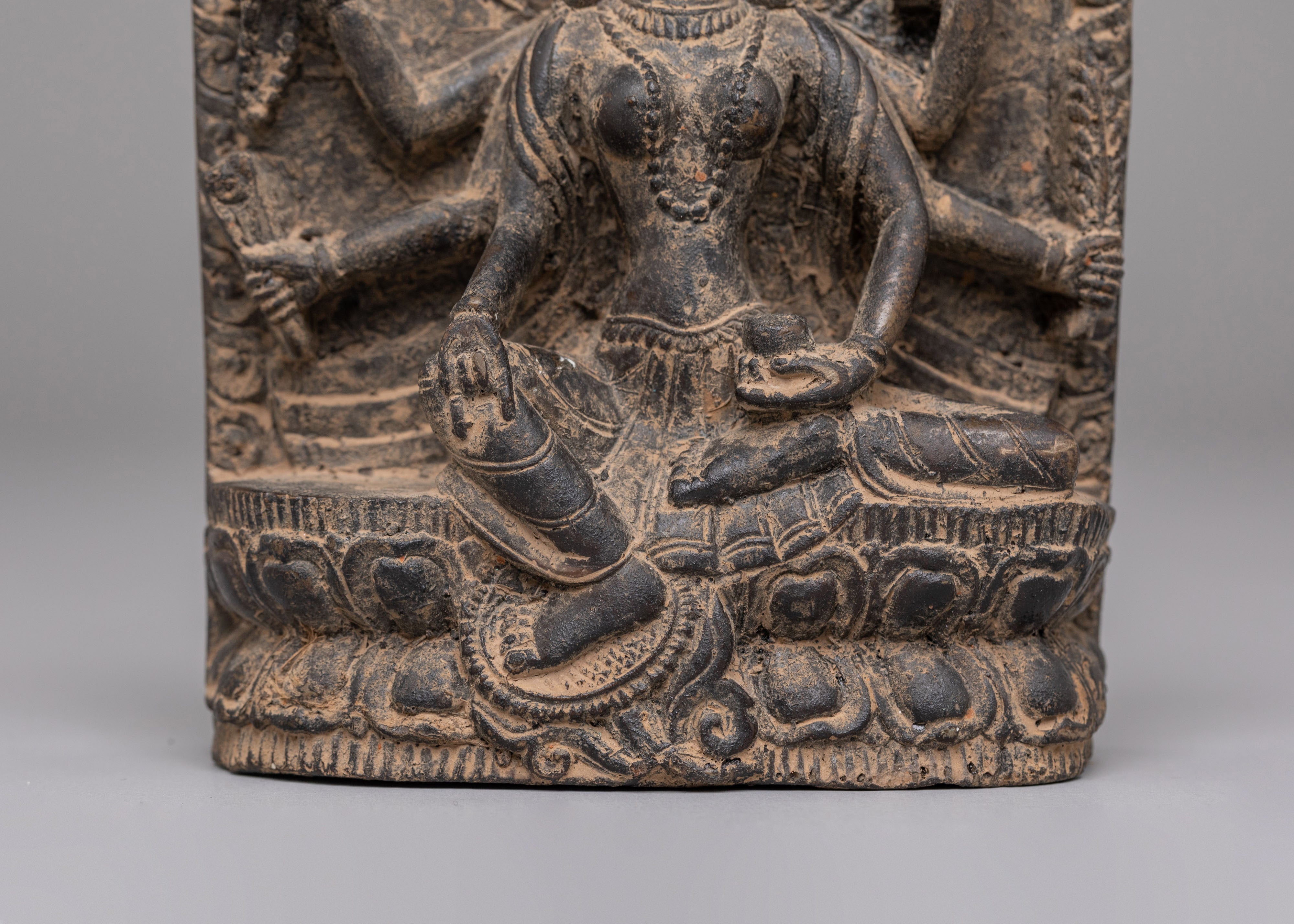 Traditional Vasudhara Wealth Deity Statue | Tibetan Stone Sculpture