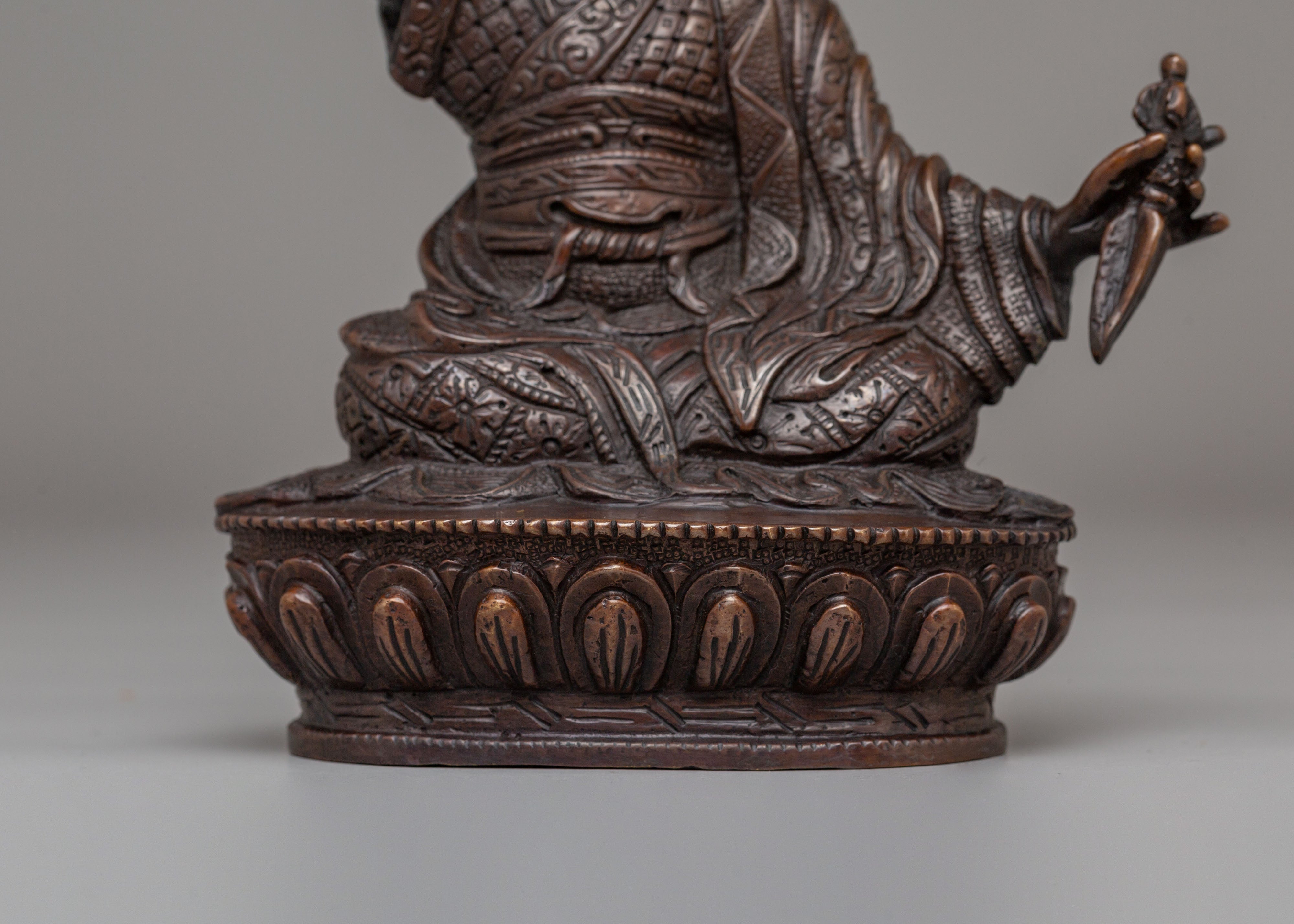Karmapa Tibetan Buddhist Master Statue | Handcrafted Oxidized Copper Figurine