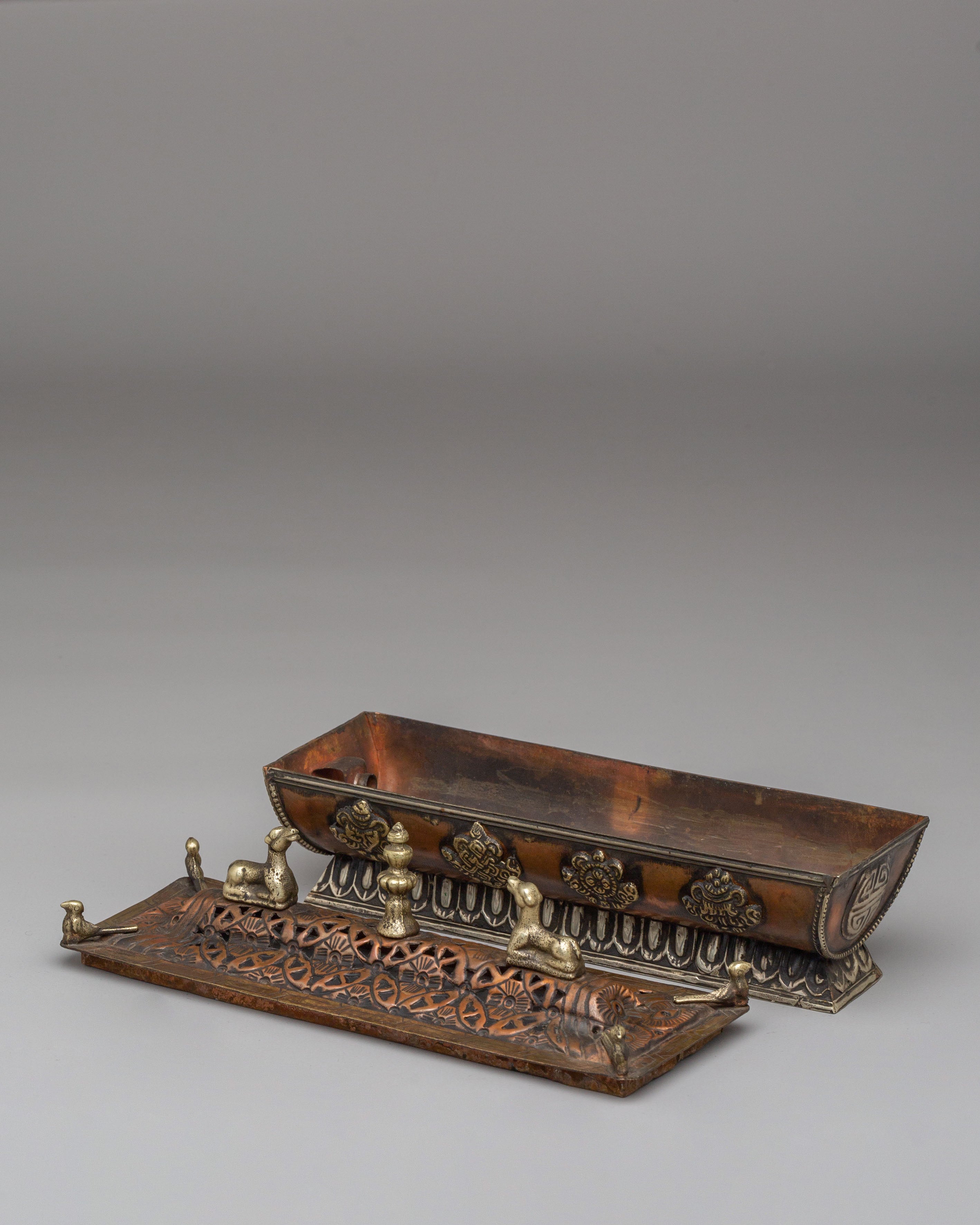 Handmade Buddhist Incense Burner | Copper Body with Electro Gold Plating