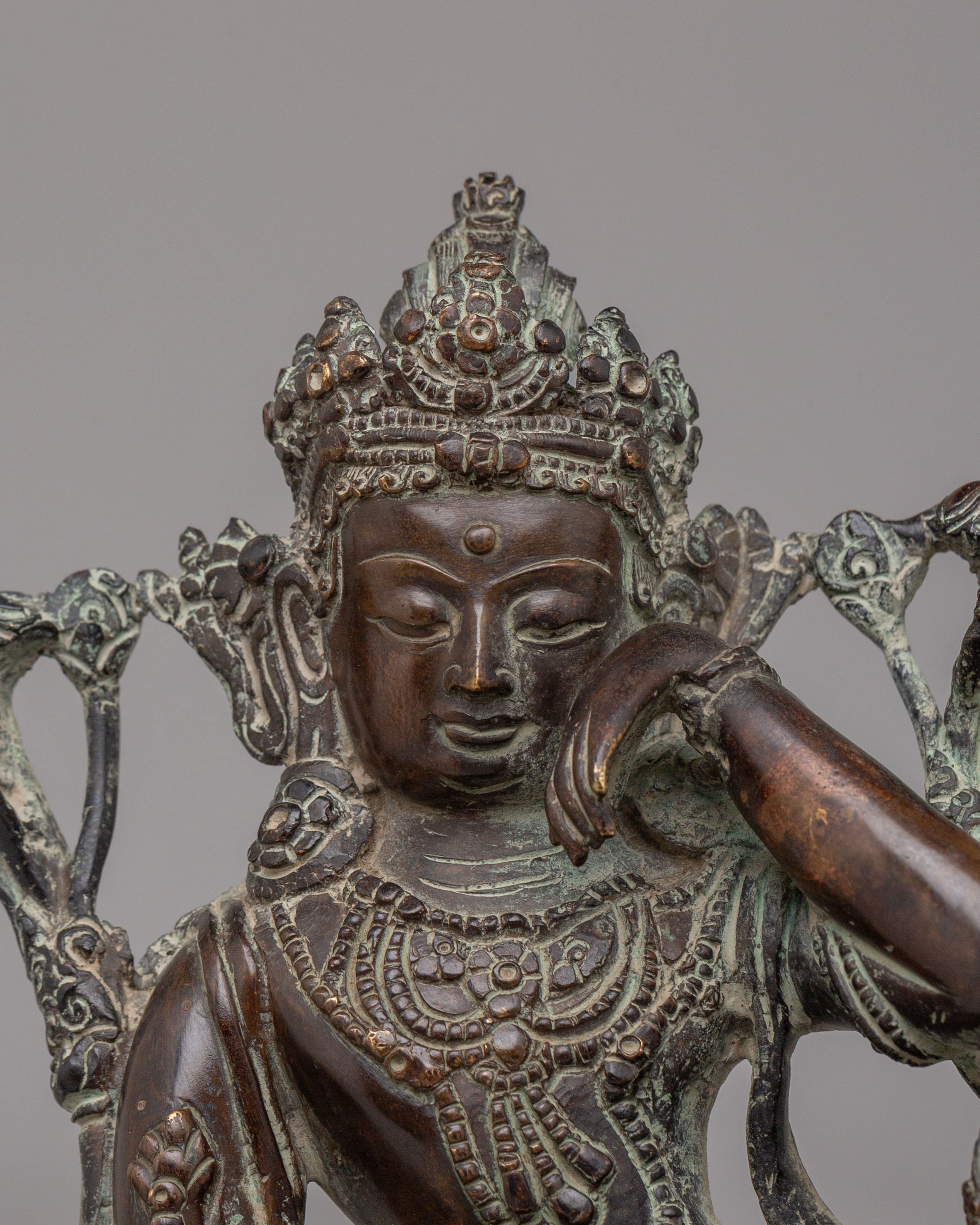 Hindu God Lord Indra Statue | Antique Copper Sculpture