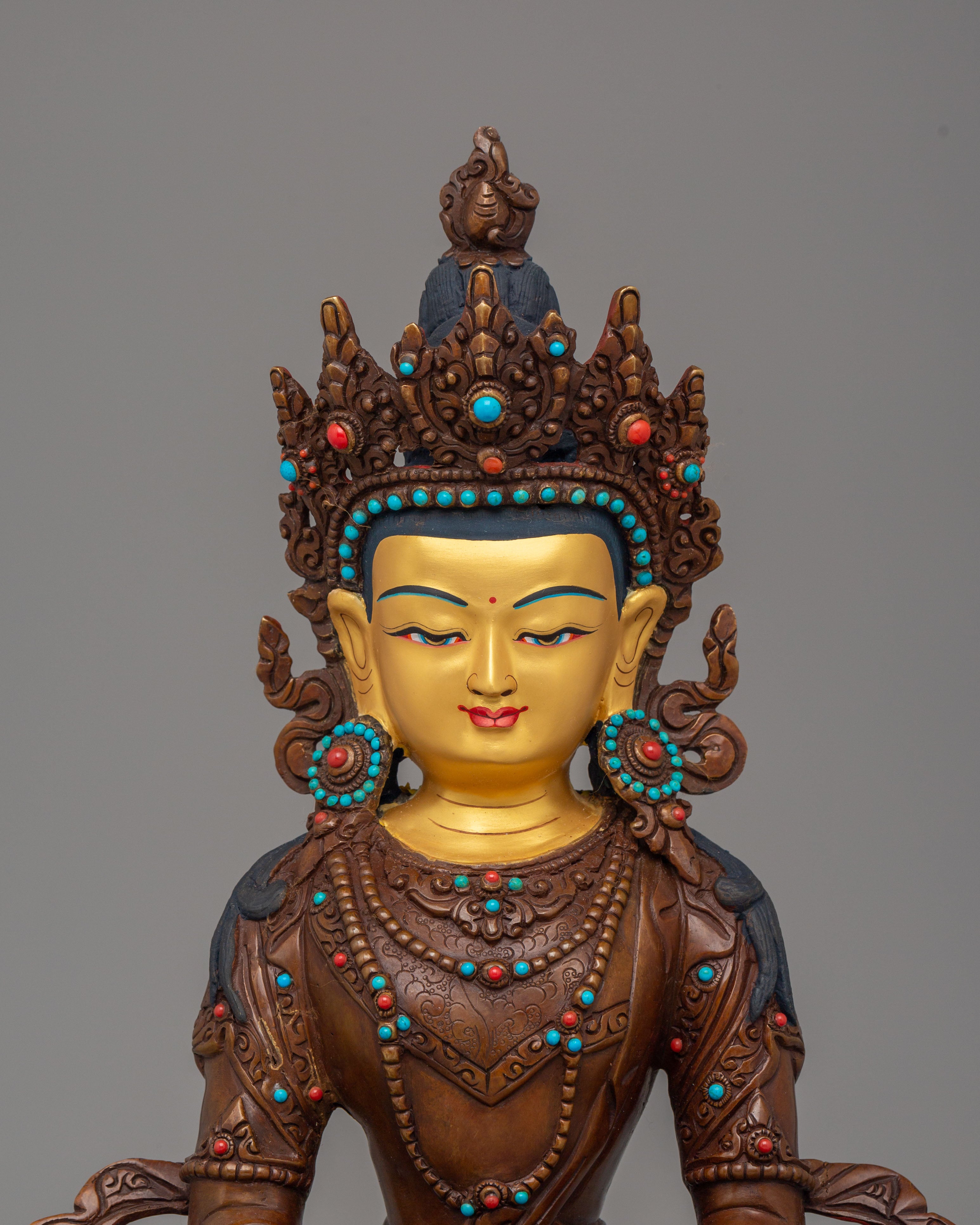 Sacred Amitayus Deity Statue | Handmade Tibetan Artwork for Spiritual Blessings