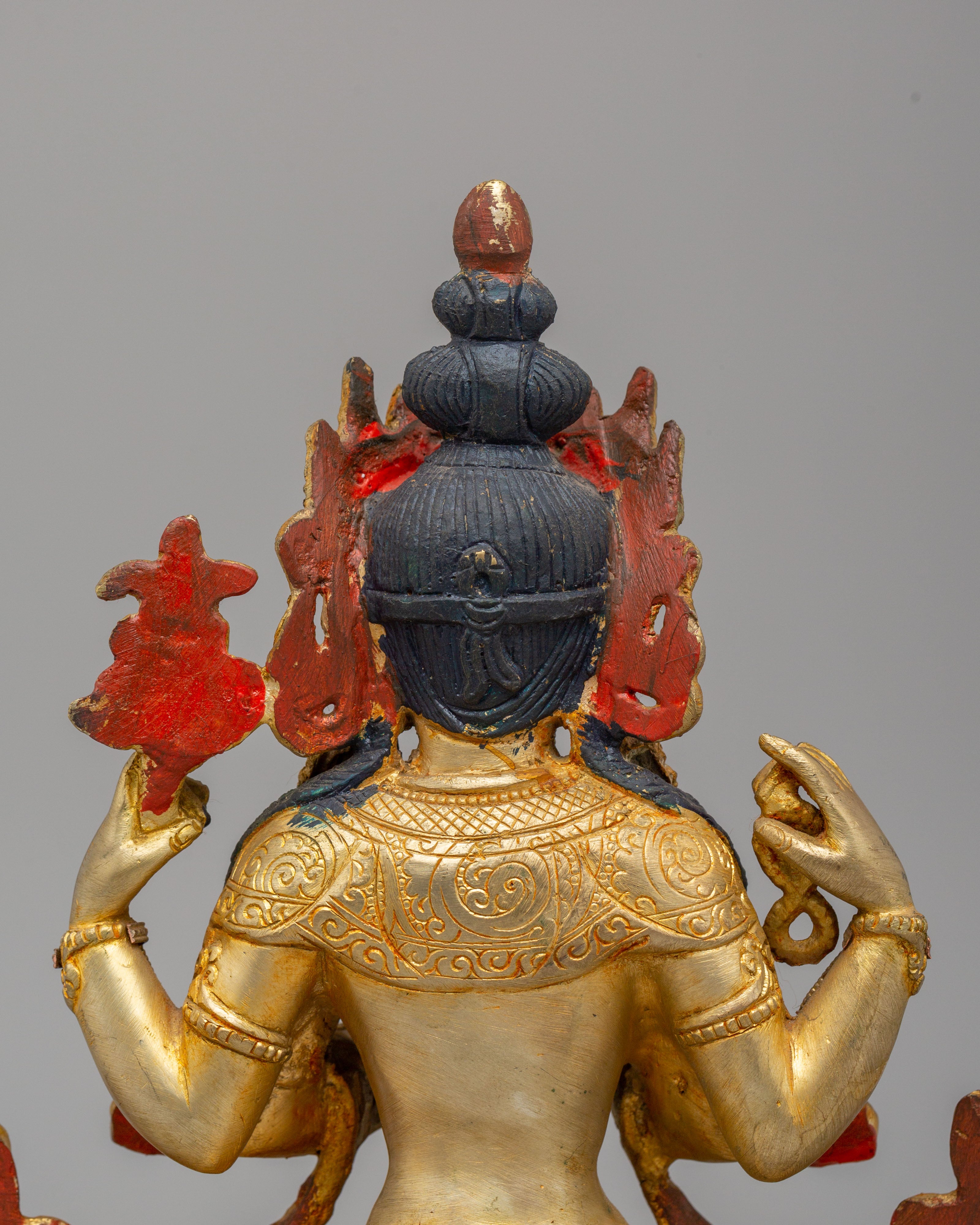 Handmade Chenrezig Statue on Throne | Tibetan Bodhisattva Statue