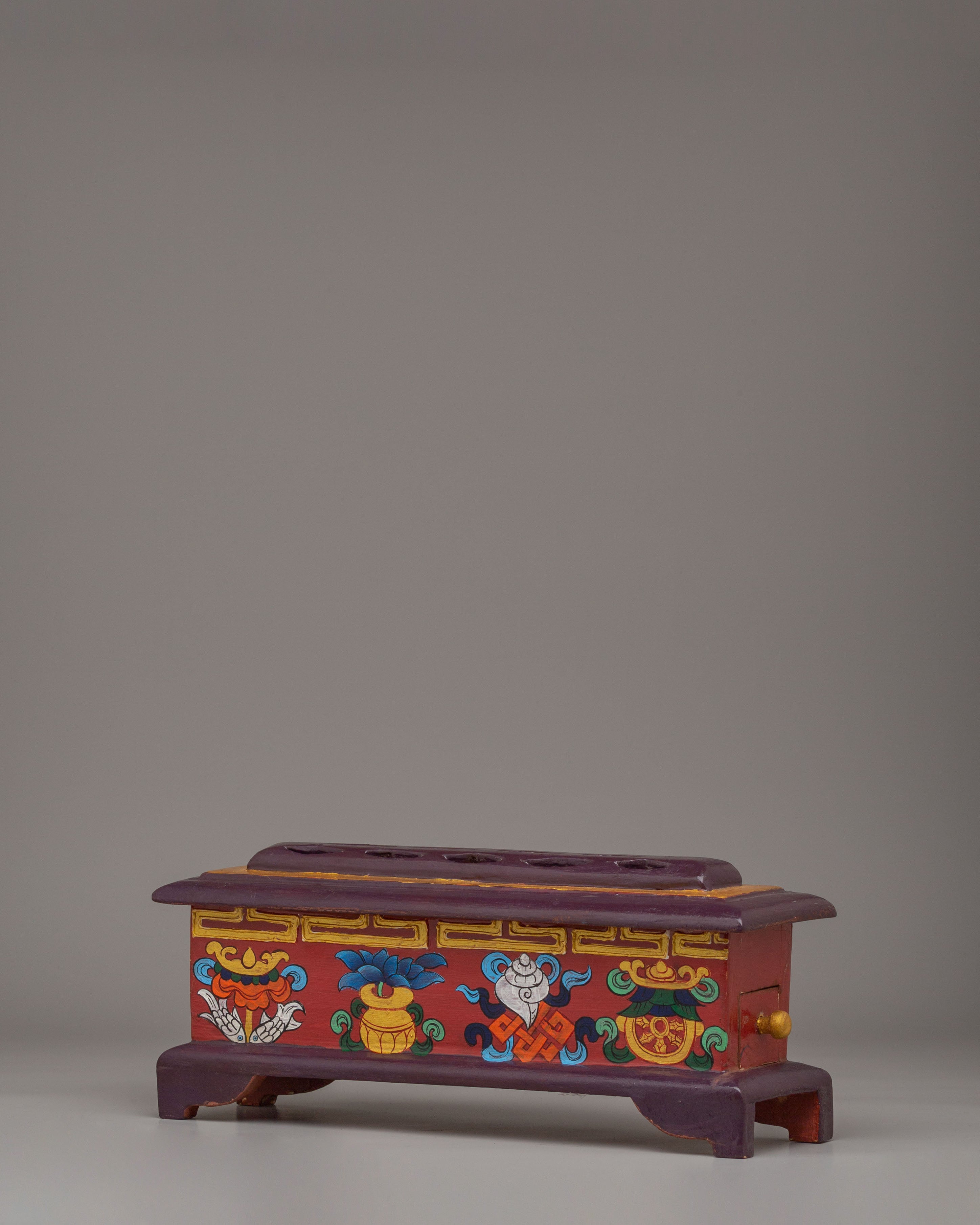 Ashtamangala Wooden Incense Burner | Handcrafted Wood Incense Burner
