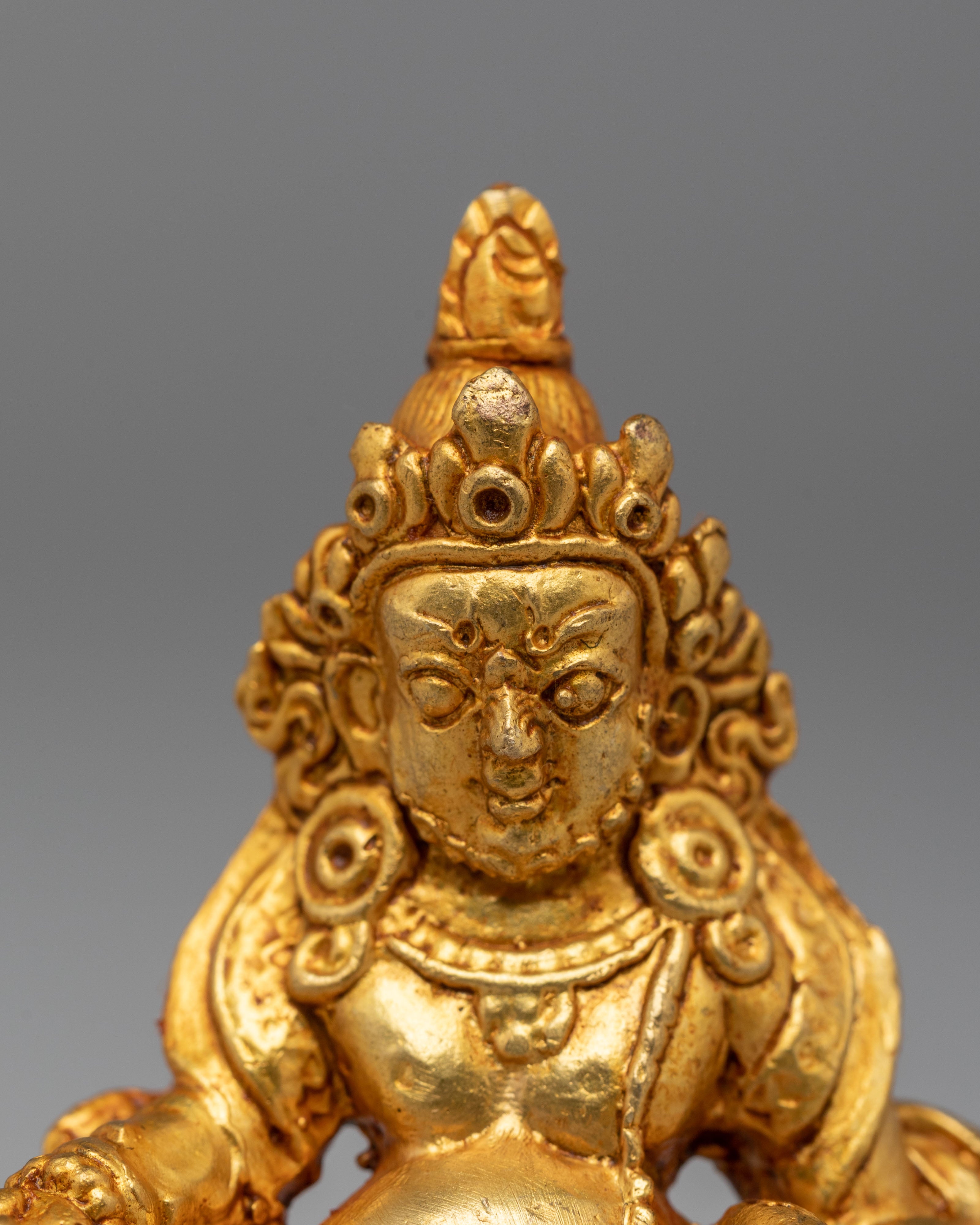 Dzambhala Wealth Deity Altar Statue | Gold-Plated Copper Statue