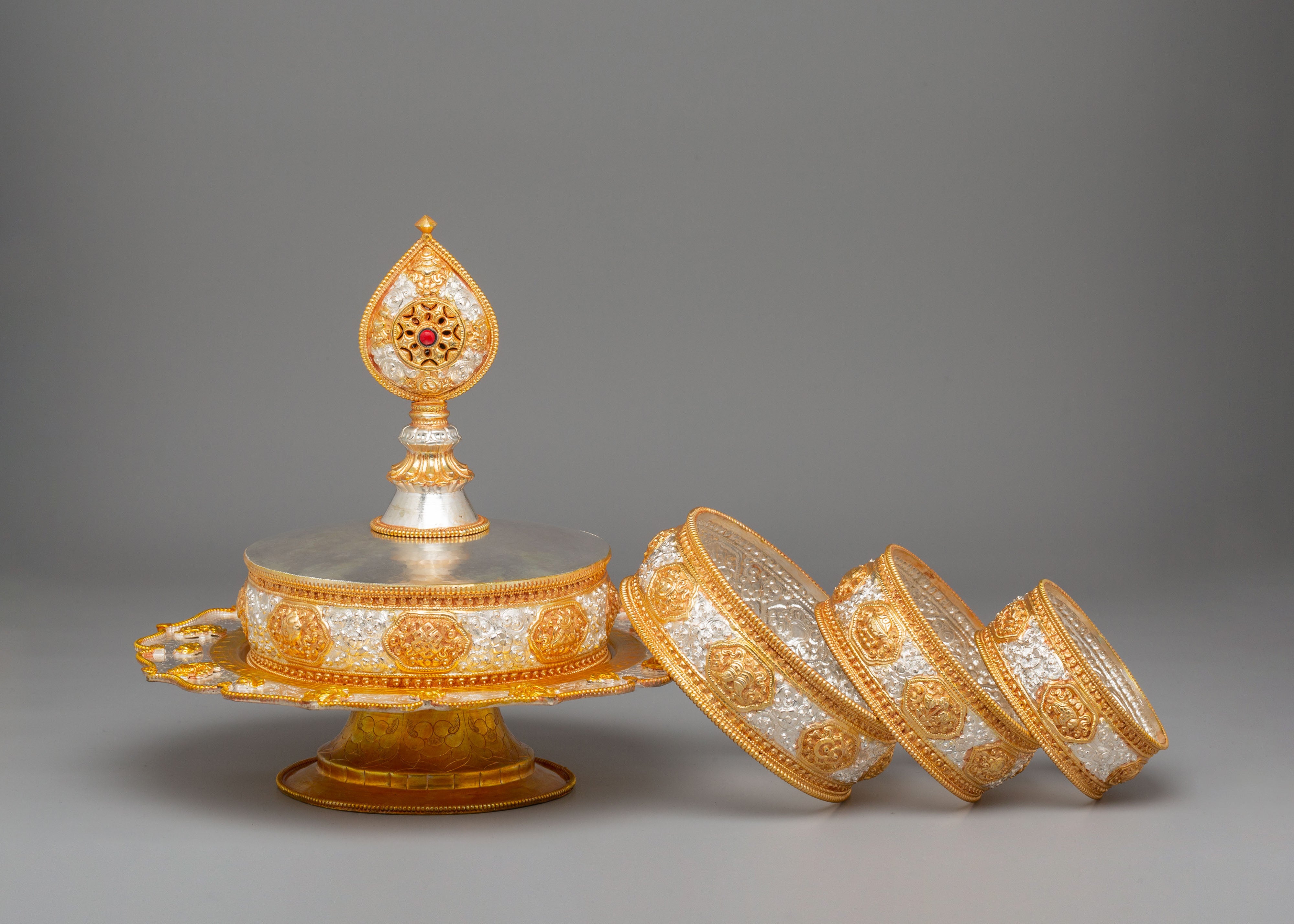 Sacred Buddhist Mandala Offering Set | Sacred Altar Object for Meditation & Ritual Practice