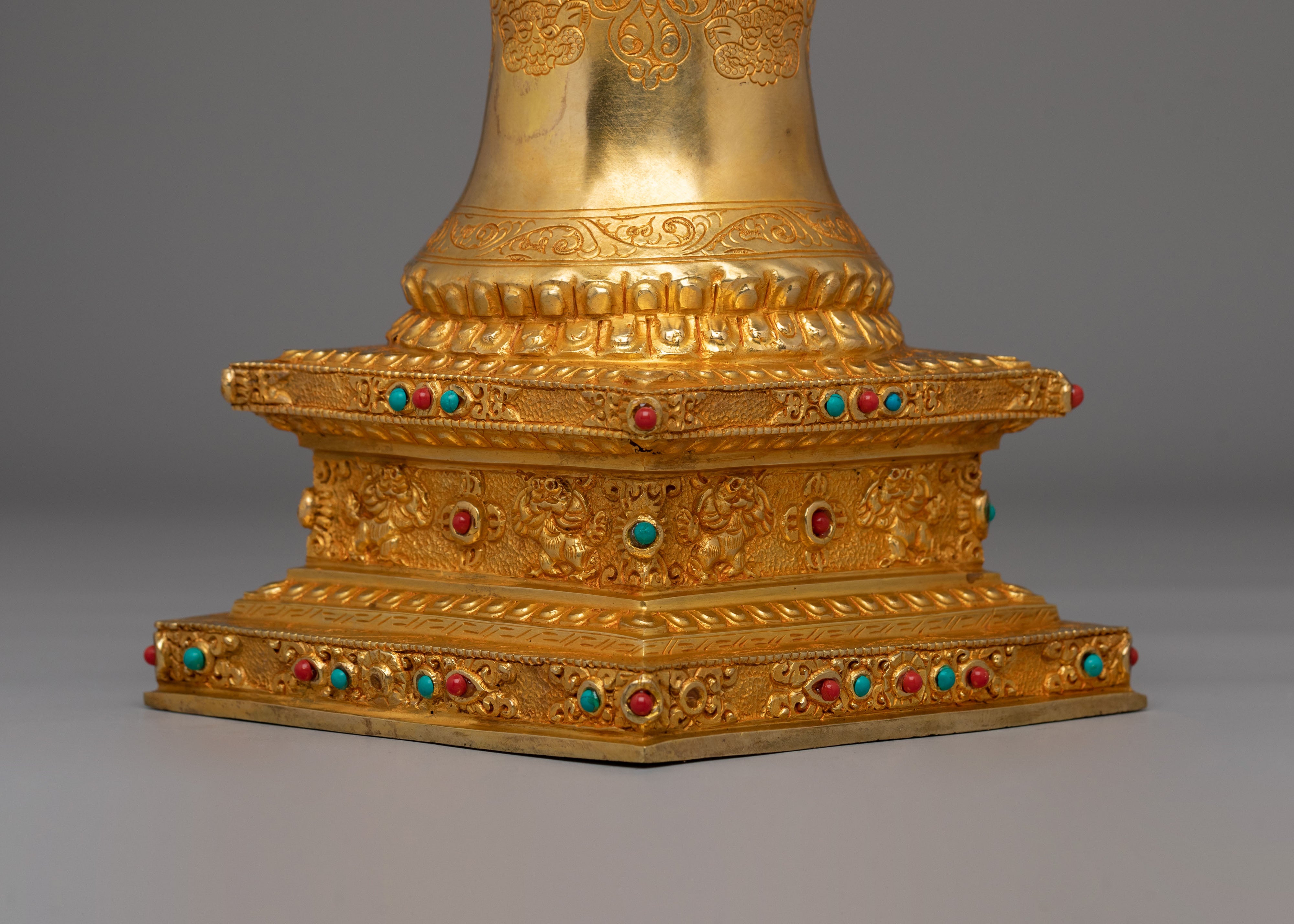 Handmade Parinirvana Stupa | Gold Plated Statue
