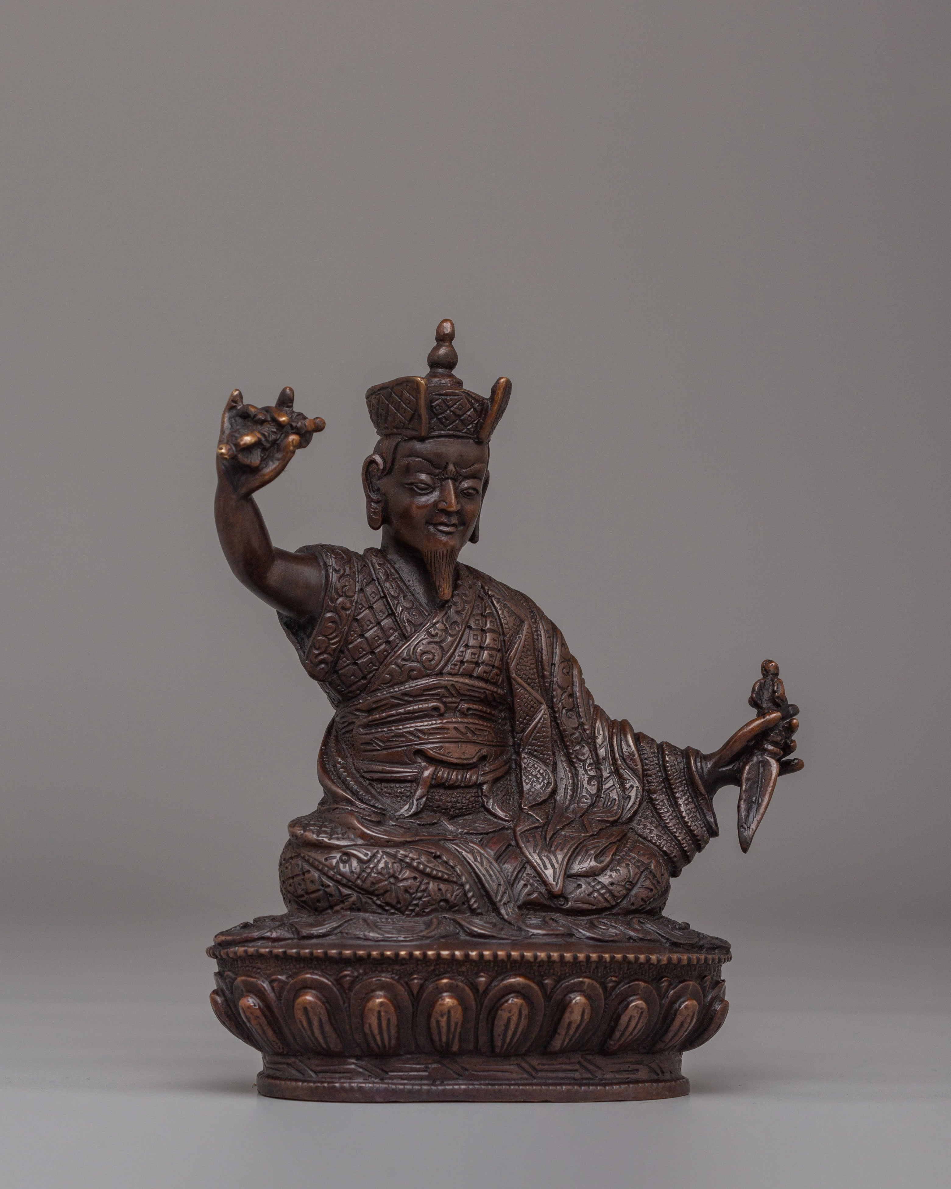 Karmapa Tibetan Buddhist Master Statue | Handcrafted Oxidized Copper Figurine