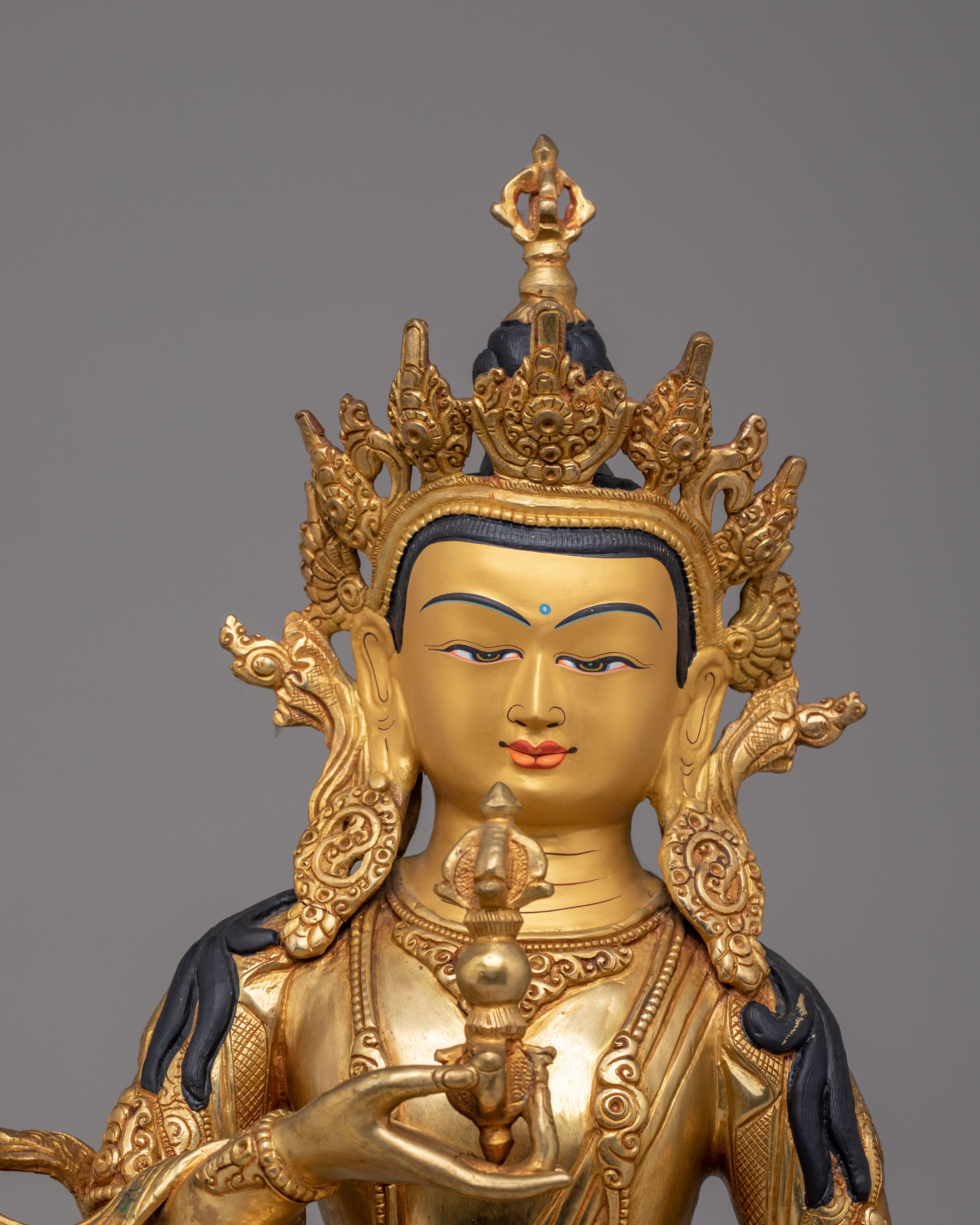 Tibetan Altar Vajrasattva Statue | 24K Gold Plated Buddhist Altar Decor