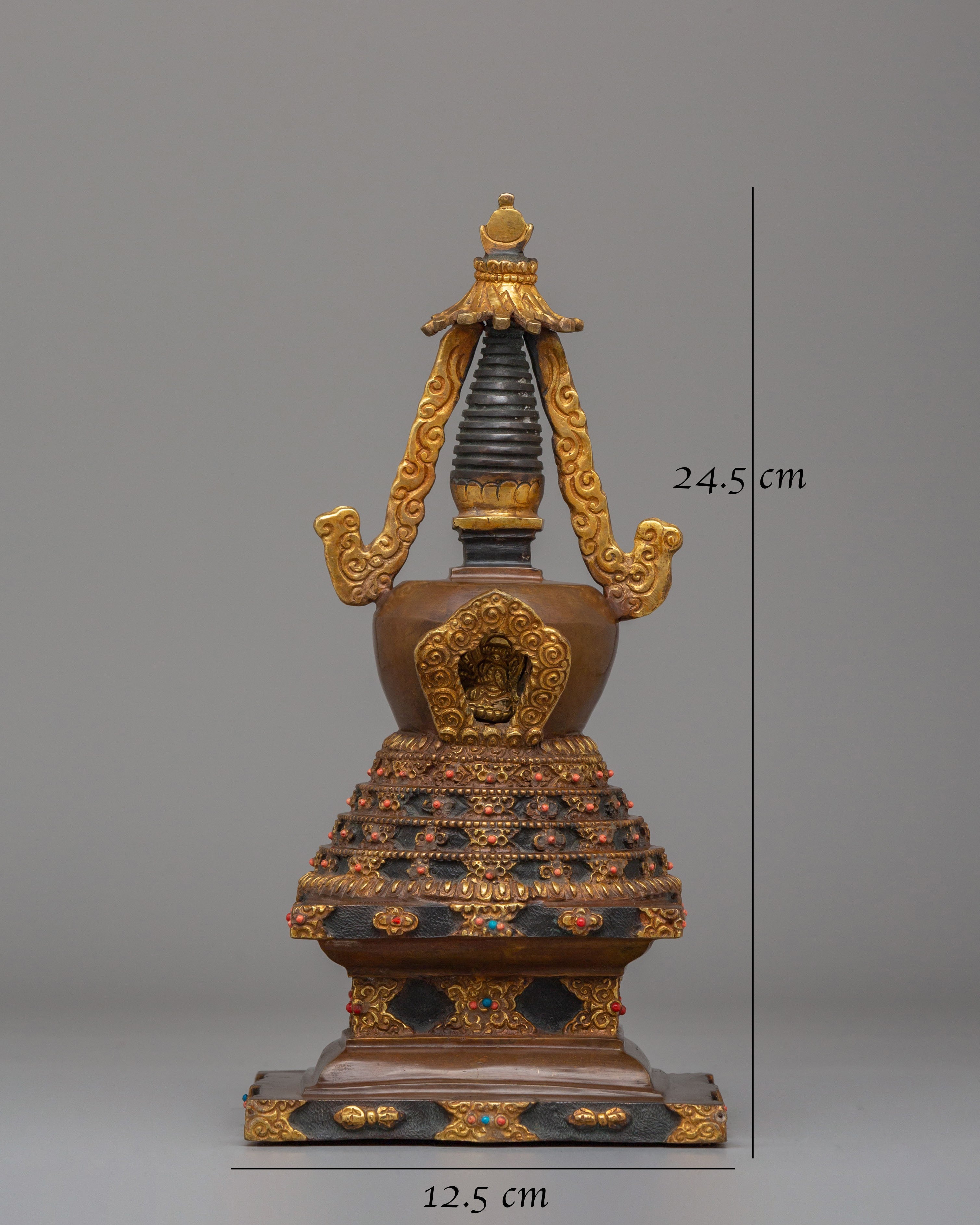 Sacred Lotus Blossom Stupa for Altar | Tibetan Buddhist Shrine Decor