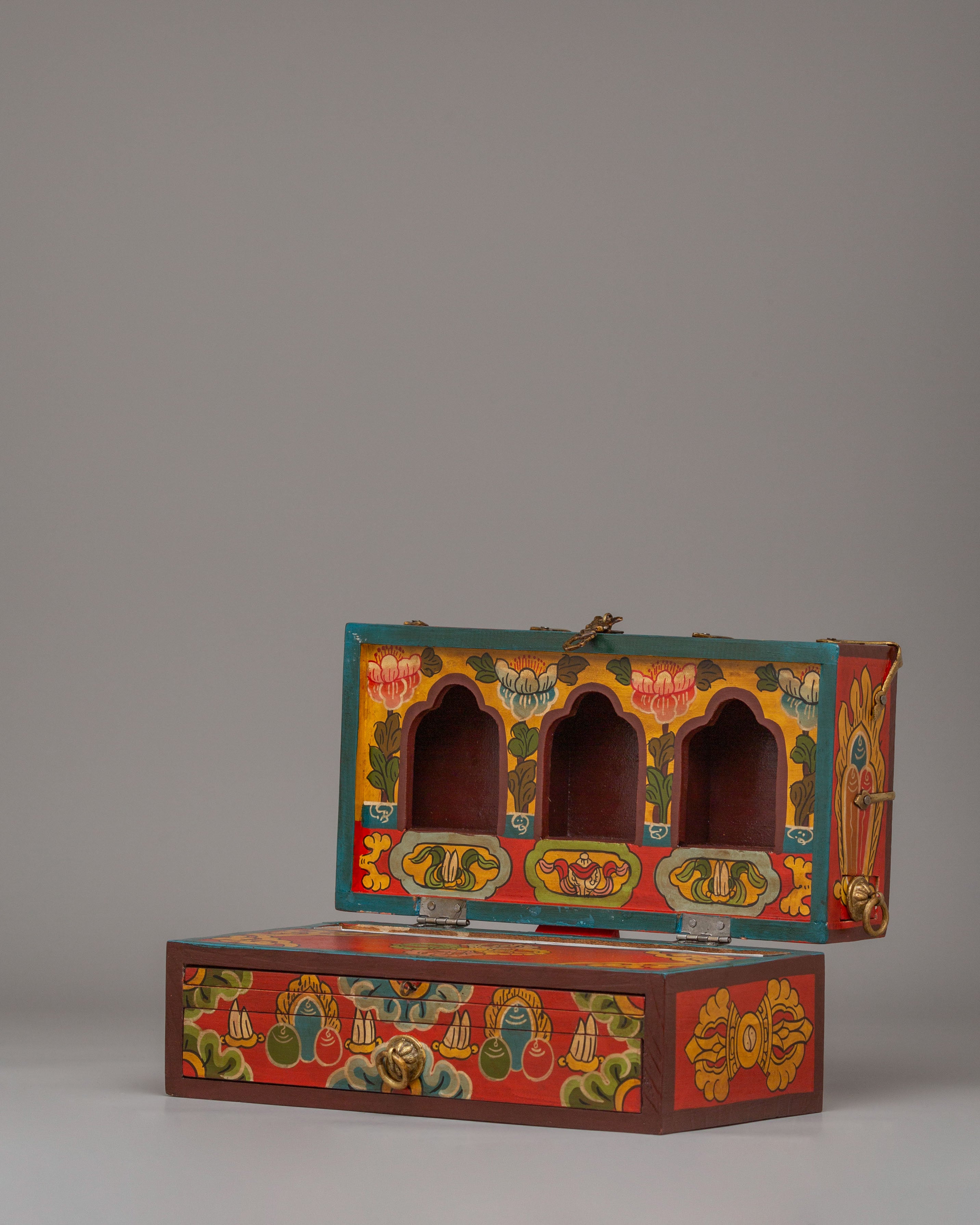 Tibetan Wooden Altar Box | Spiritual Storage Altar Box