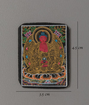 Buddhist Amitabha Buddha Thangka for Locket | Miniature Artwork