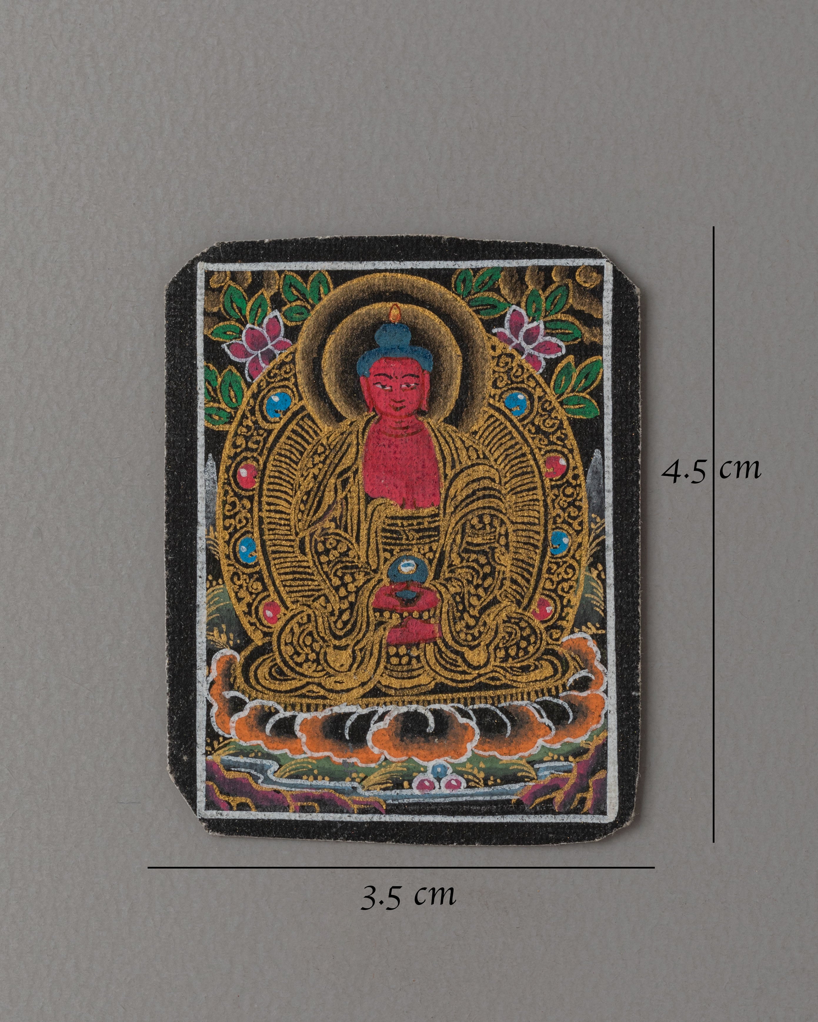Buddhist Amitabha Buddha Thangka for Locket | Miniature Artwork