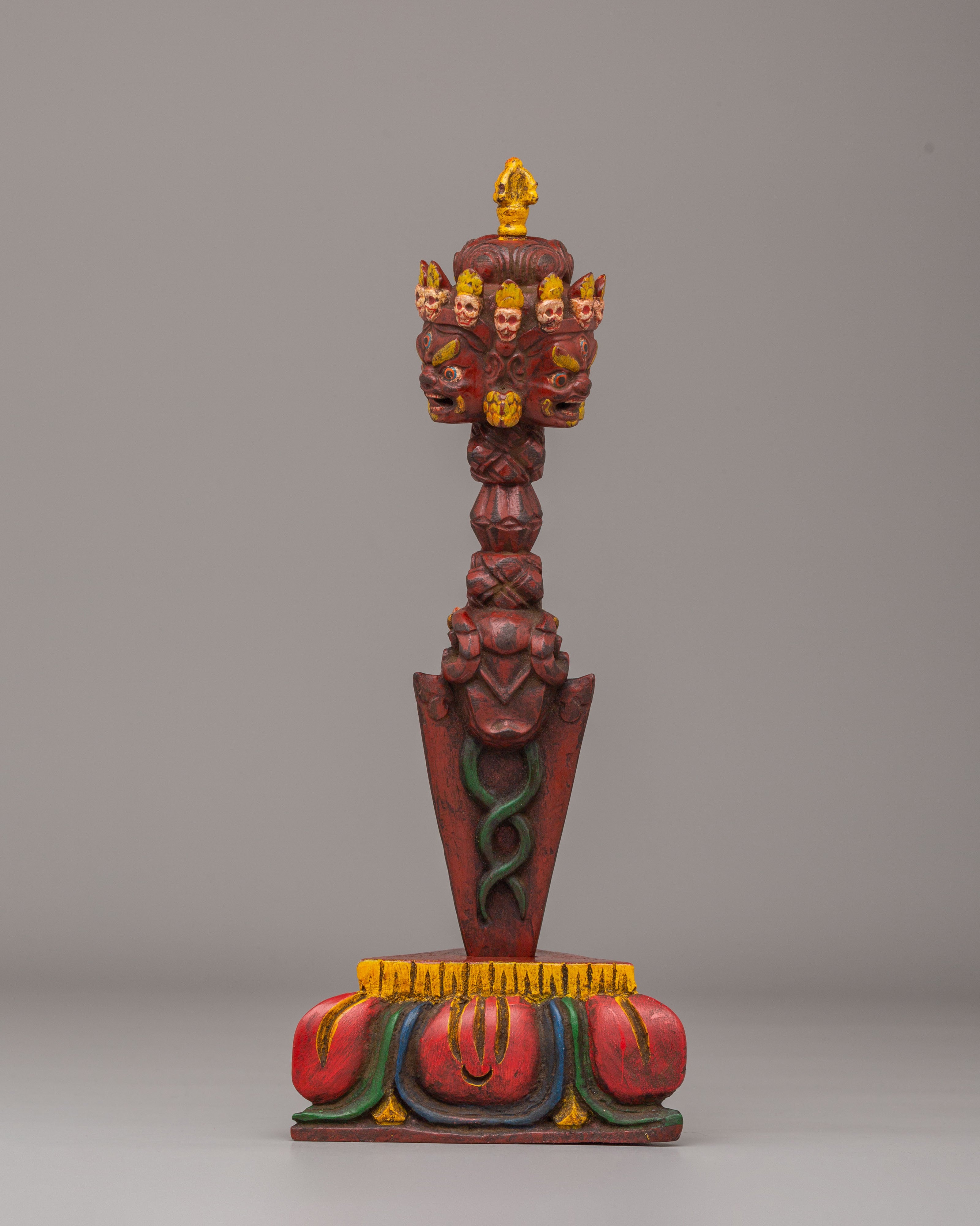 Handcrafted Buddhist Ritual Dagger | Wooden Spiritual Decor