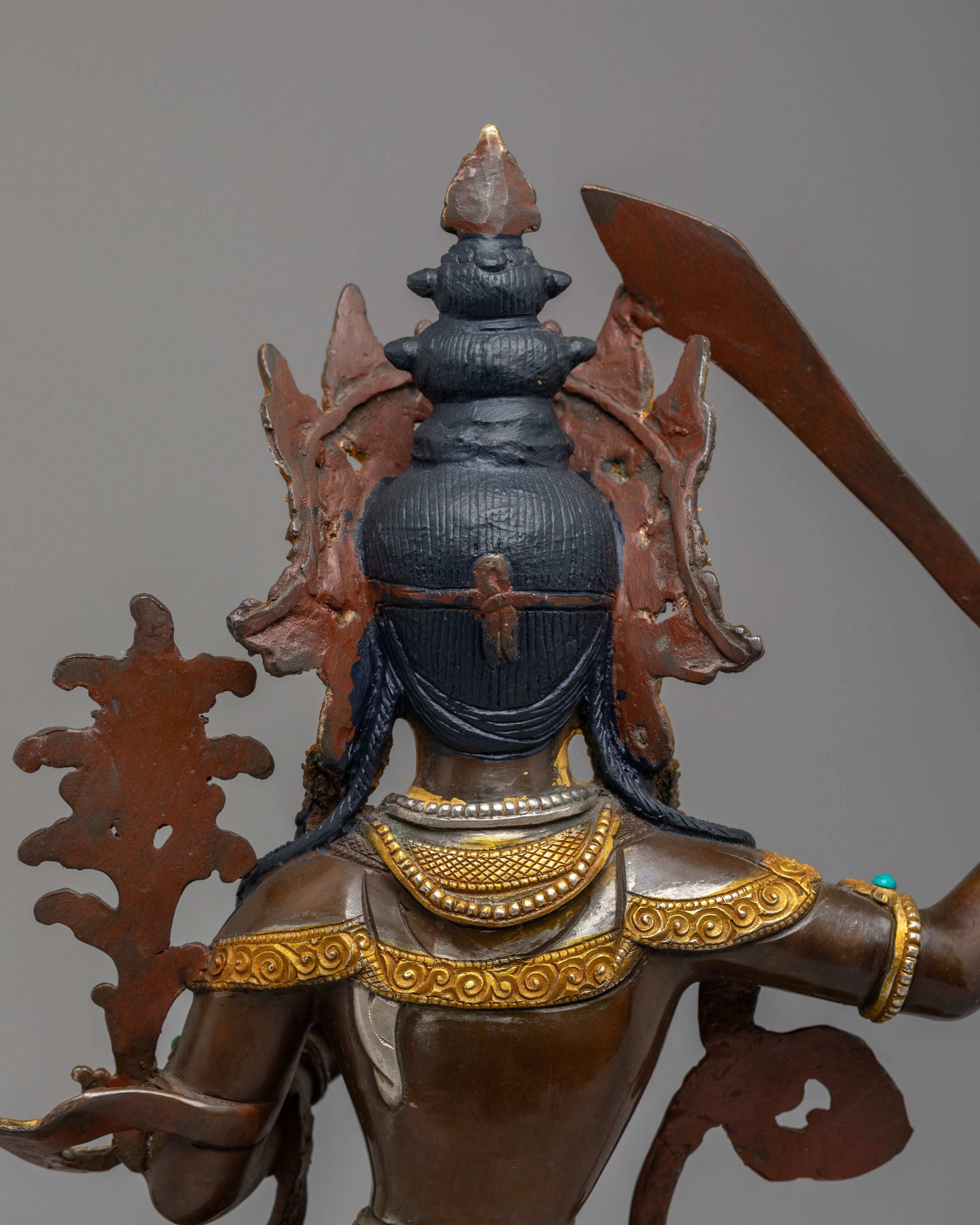 Tibetan Manjushri Sculpture | Gold Plated Buddhist Art
