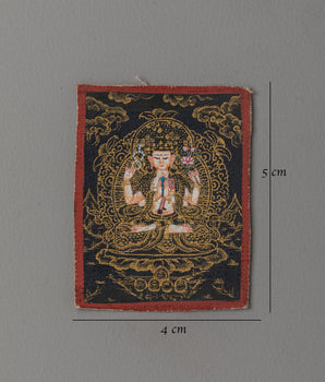 Handmade Chenrezig Thangka for Locket | Spiritual Jewelry