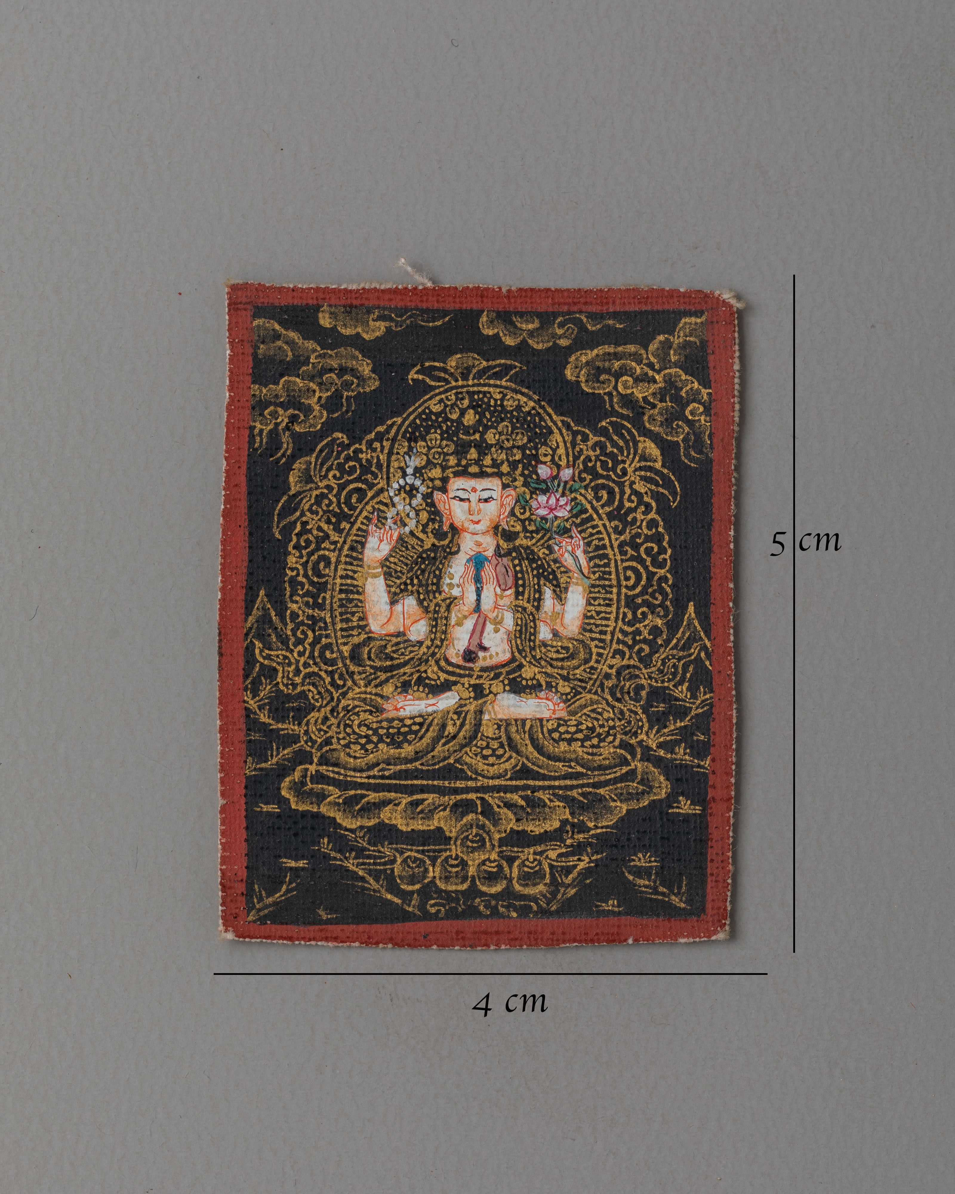 Handmade Chenrezig Thangka for Locket | Spiritual Jewelry