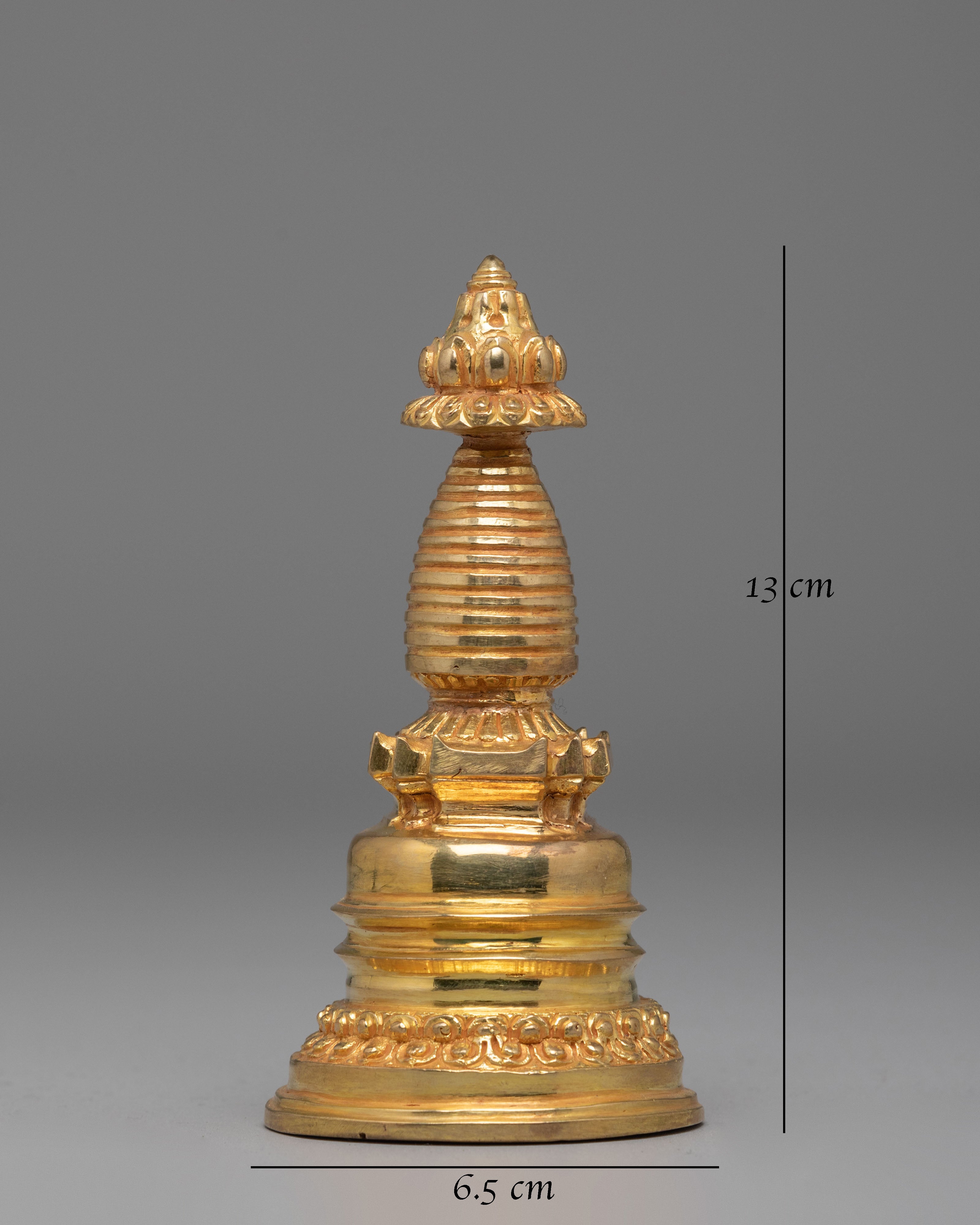 Traditional Tibetan Kadampa Chorten | Gold Plated Buddhist Stupa