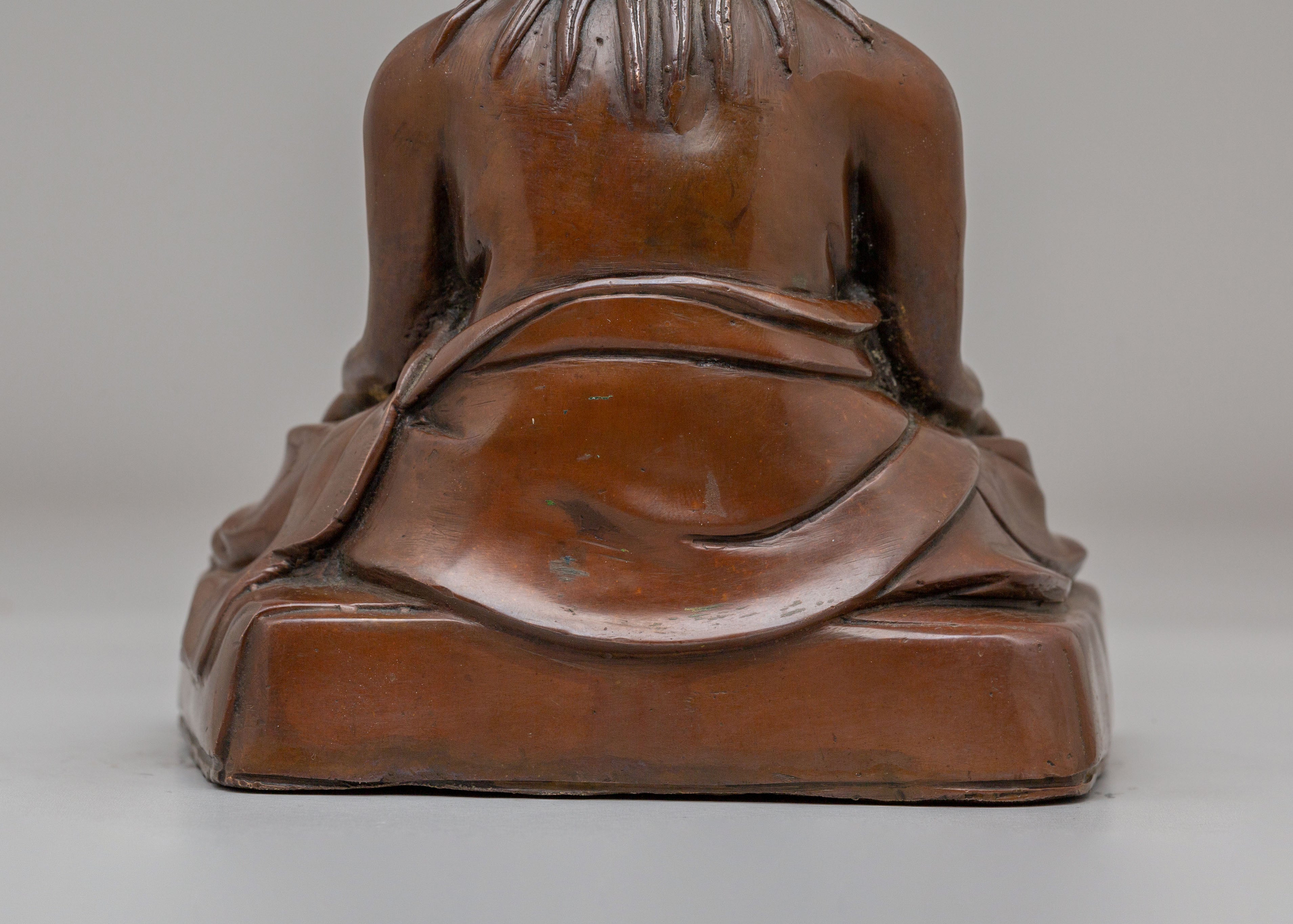 Dilgo Khyentse Rinpoche Statue | Oxidized Copper Buddhist Master