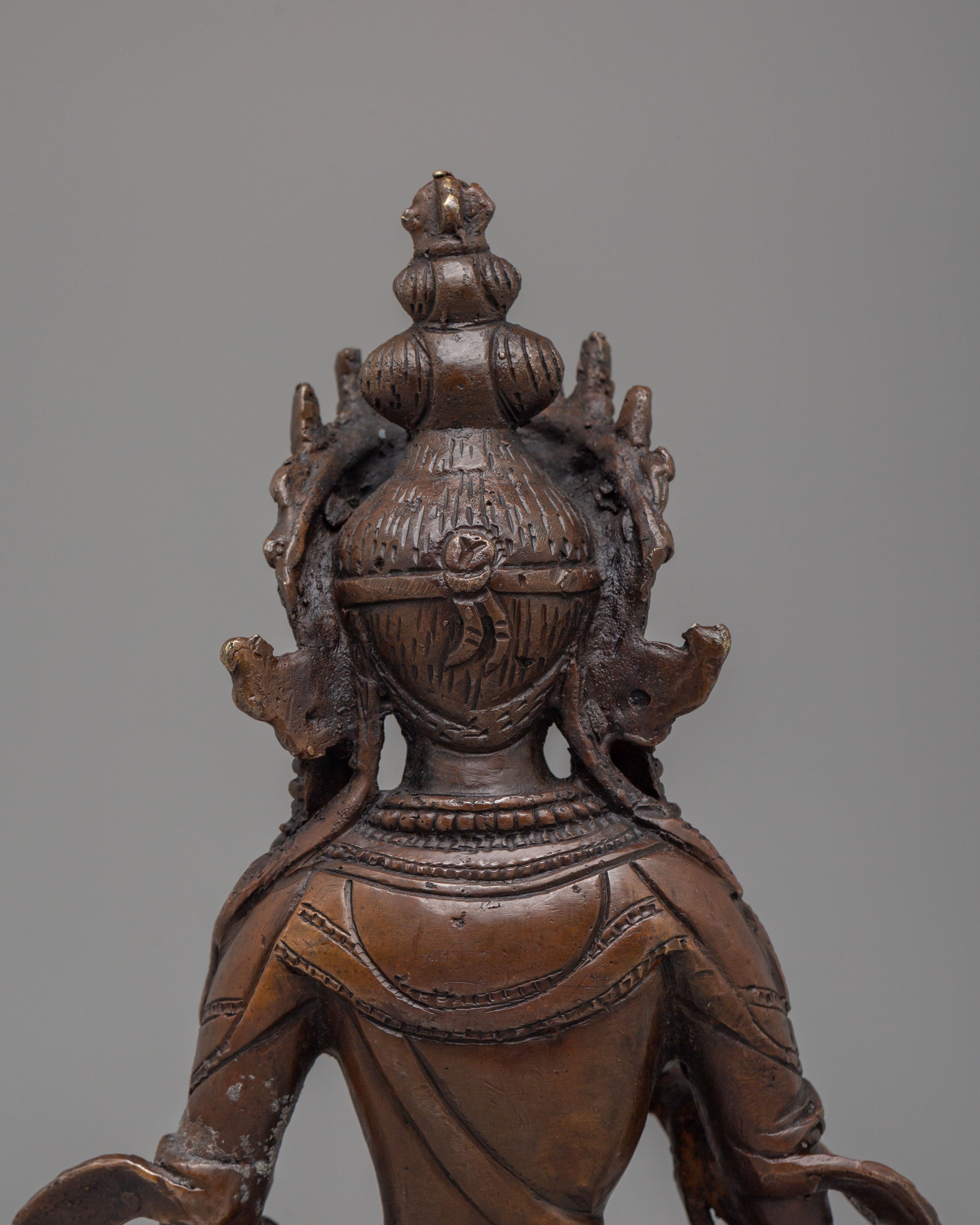 Sacred Himalayan Vajrasattva Statue | Oxidized Copper Figurine for Spiritual Meditation