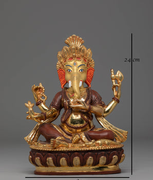  Golden Ganesh Wealth Deity Statue