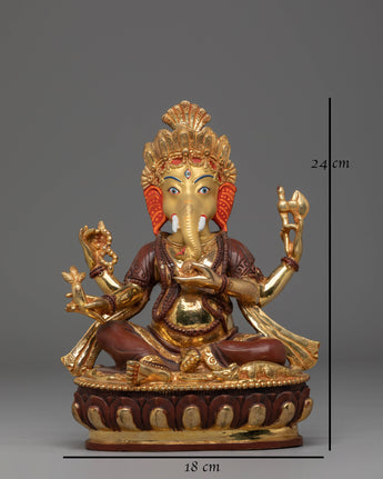  Golden Ganesh Wealth Deity Statue