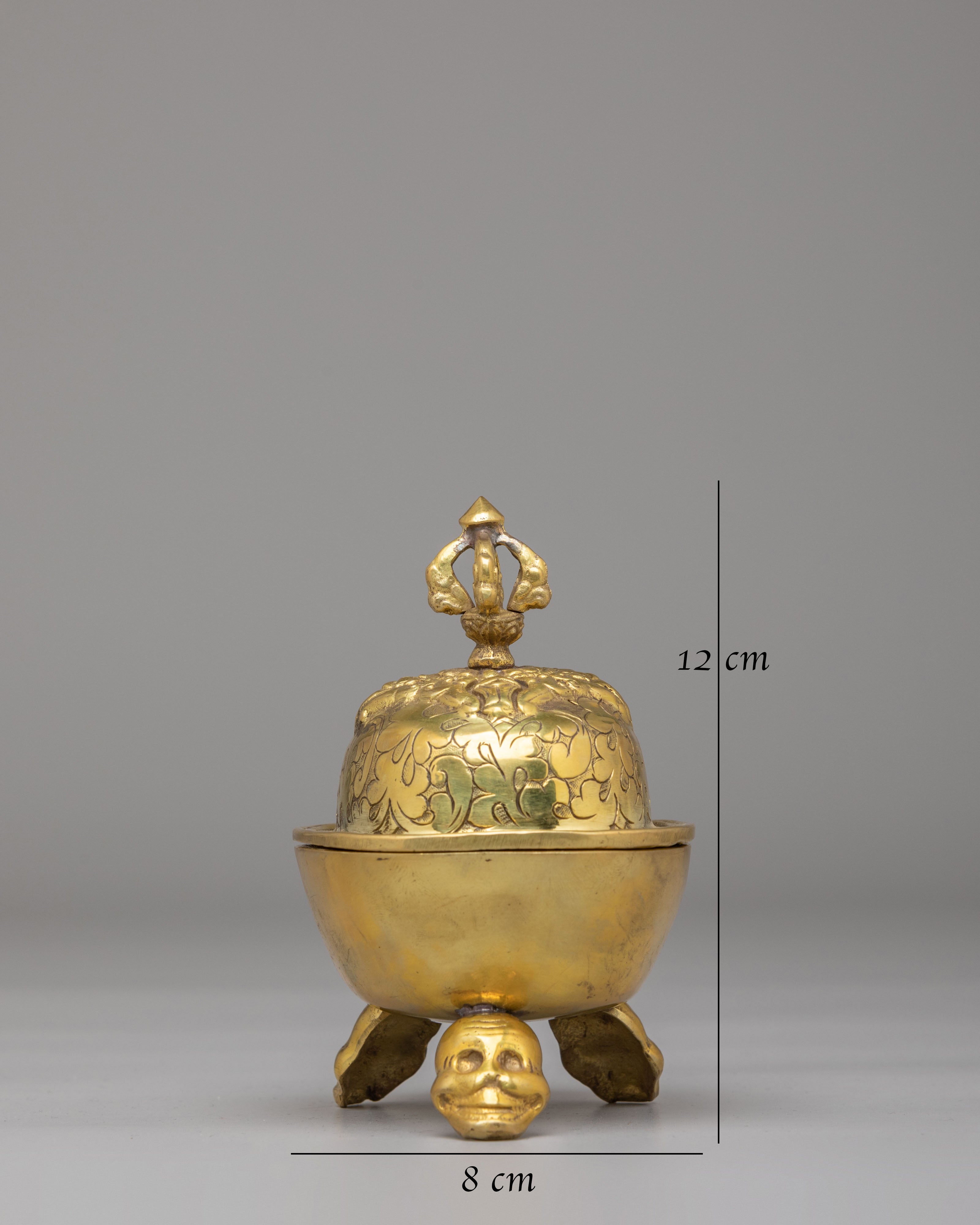 Buddhist Skull Cup Offering | Brass Kapala Ritual Vessel | Sacred Altar Decor