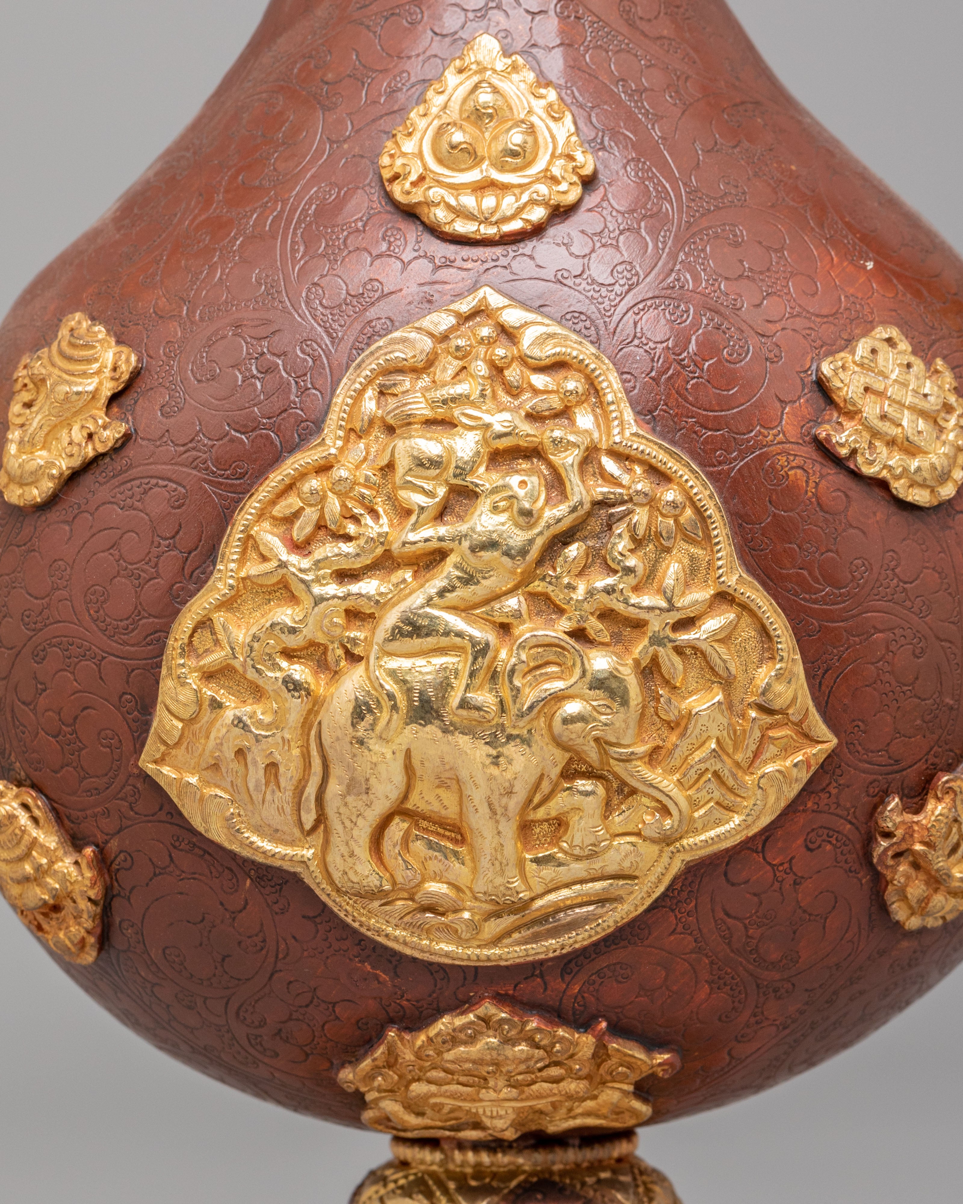 Sacred Ewer Ceremonial Vessel | Gold Plated Copper Himalayan Ritual Artwork