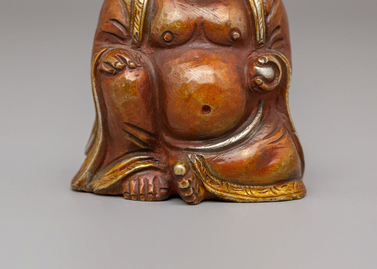 Machine Made Laughing Buddha Statue | Oxidized Copper Buddhist Art