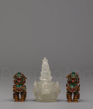Stupa and Lion Set for Decor