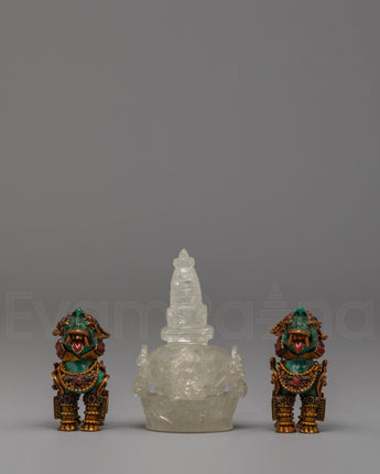 Stupa and Lion Set for Decor