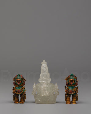 Stupa and Lion Set for Decor