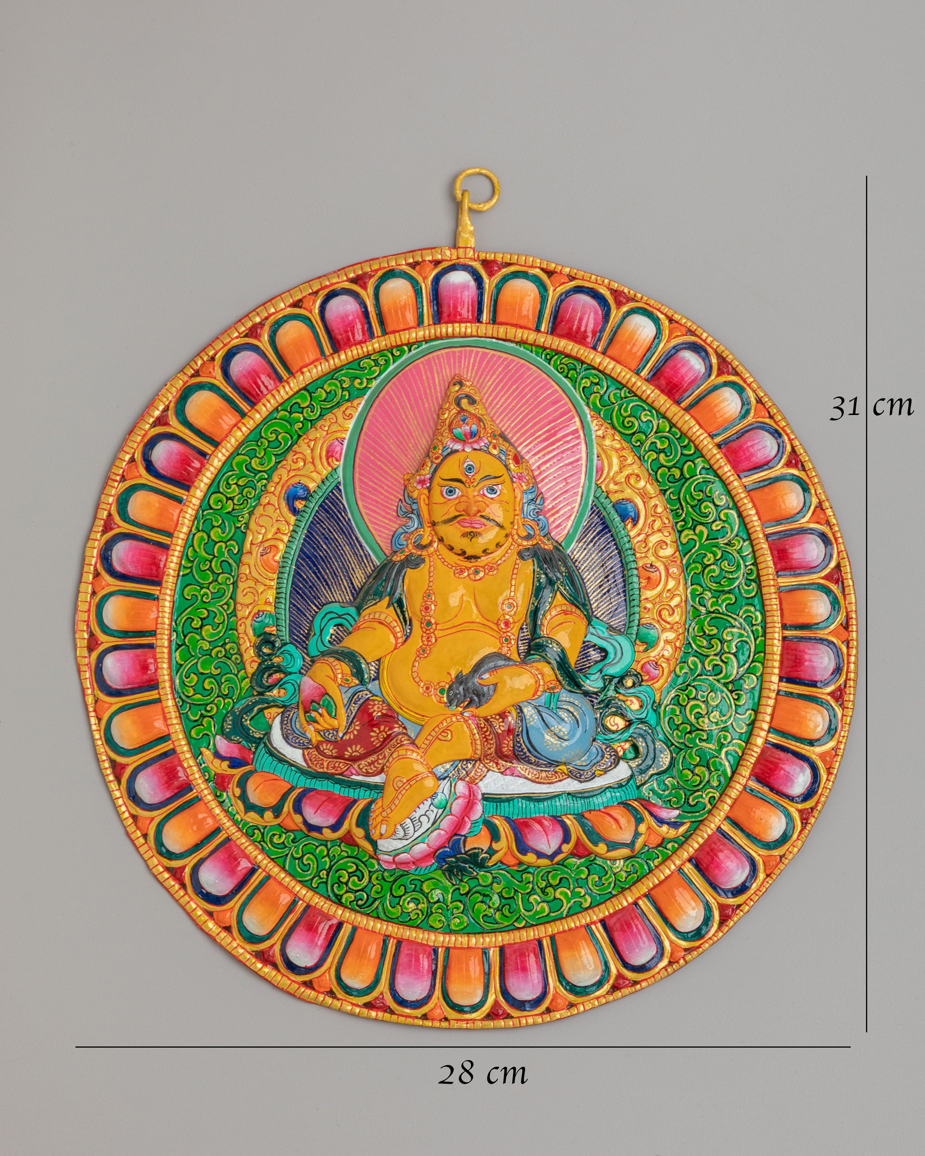 Dzambhala Altar Wall Hanging | Tibetan Copper Mandala | Spiritual Wealth Decor