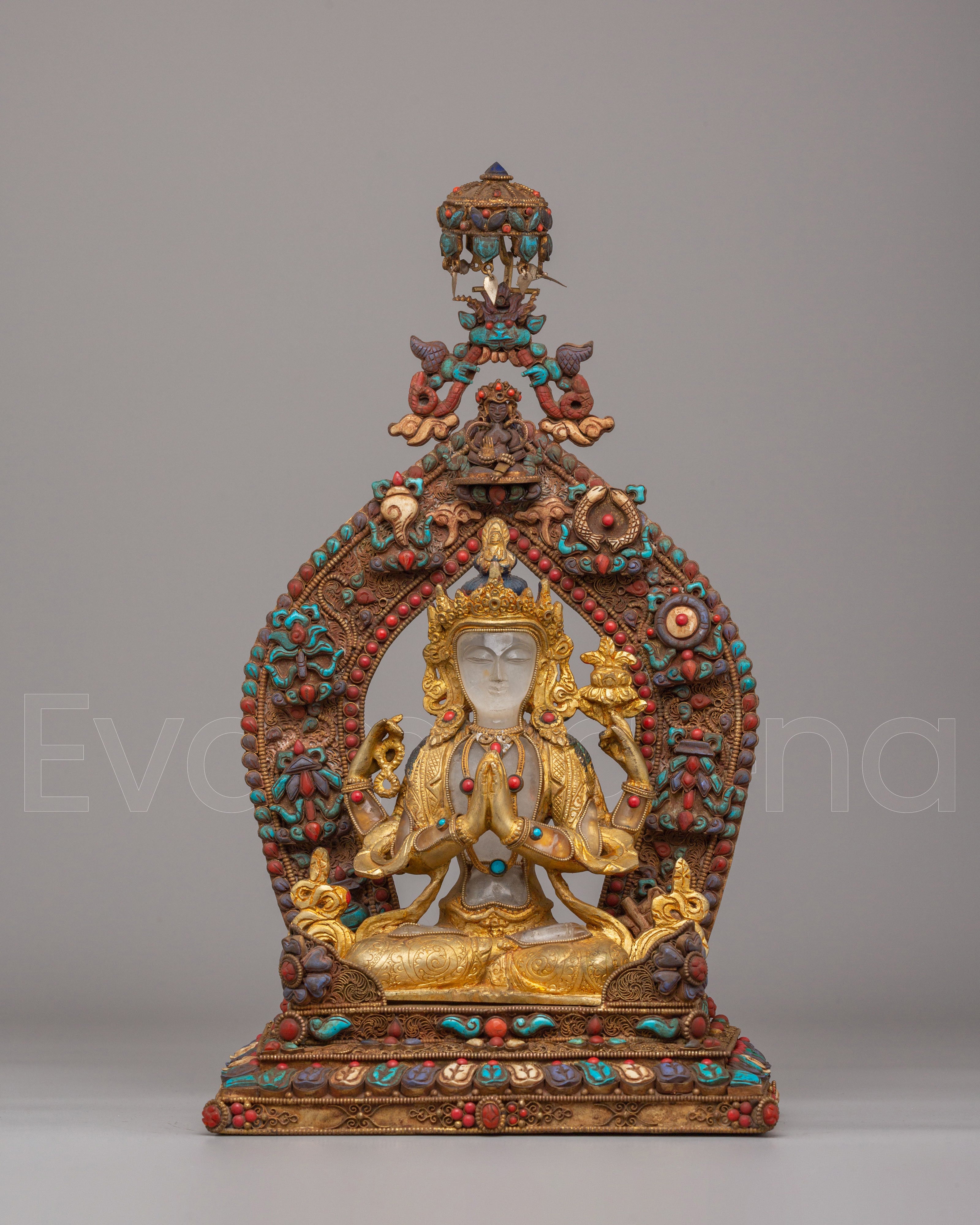 Traditional Chenrezig Statue on Throne