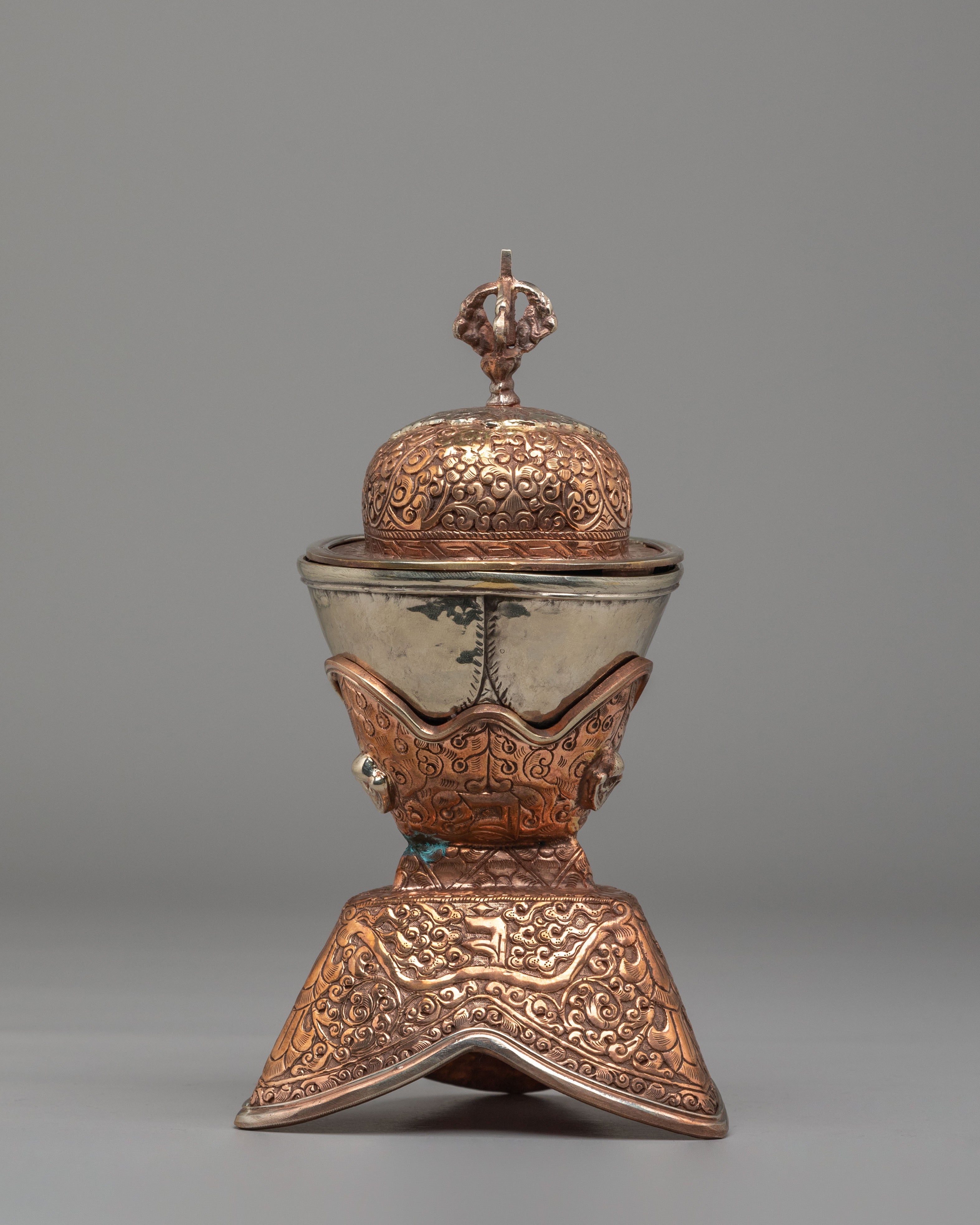 Handcrafted Kapala Tantric Offering Vessel | Tibetan Ritual Tool