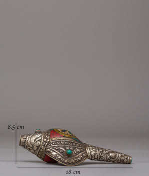 Traditional Buddhist Conch | Buddhist Ritual Trumpet for Puja