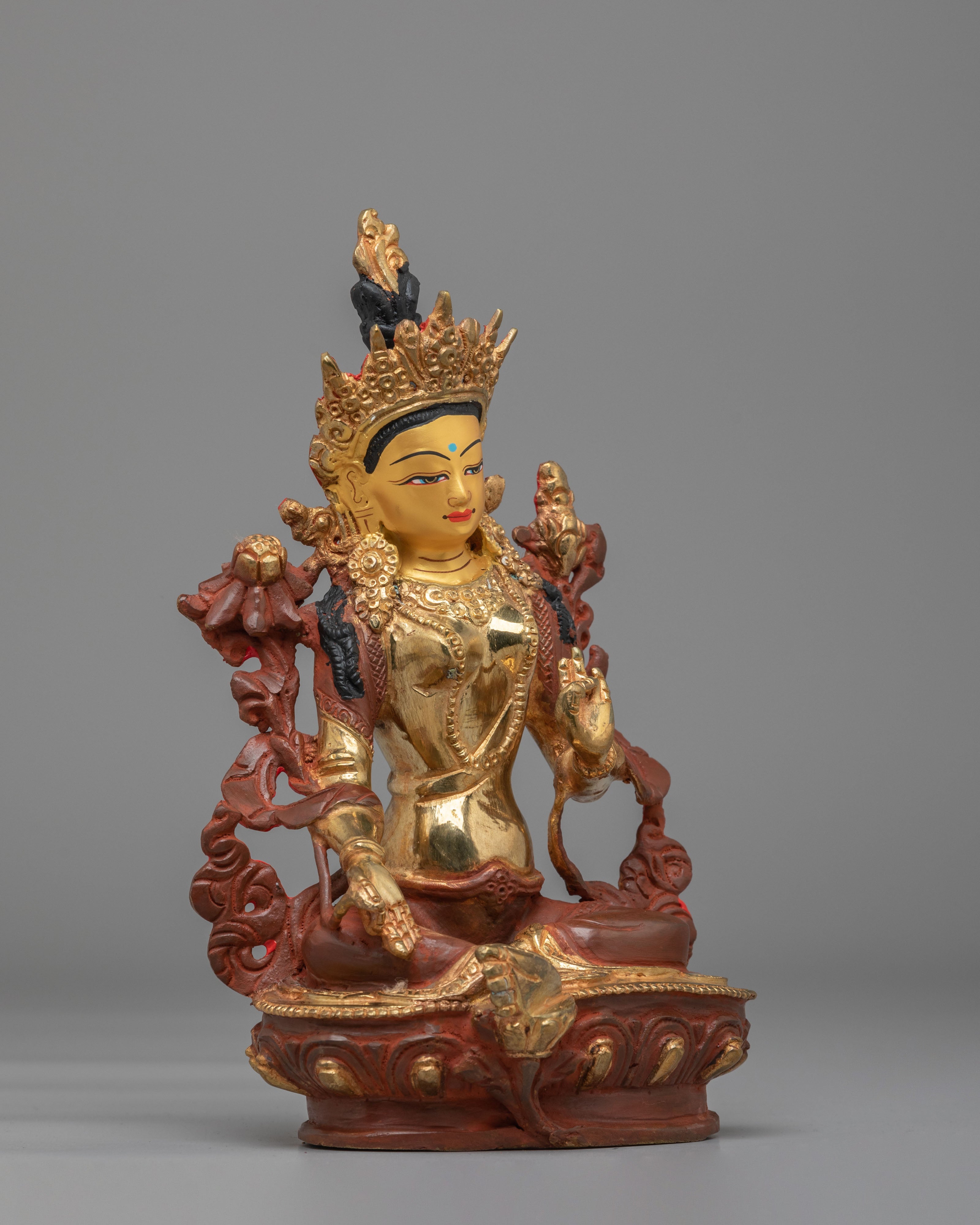 Enlightened Green Tara Goddess Statue | Buddhist Altar Decor