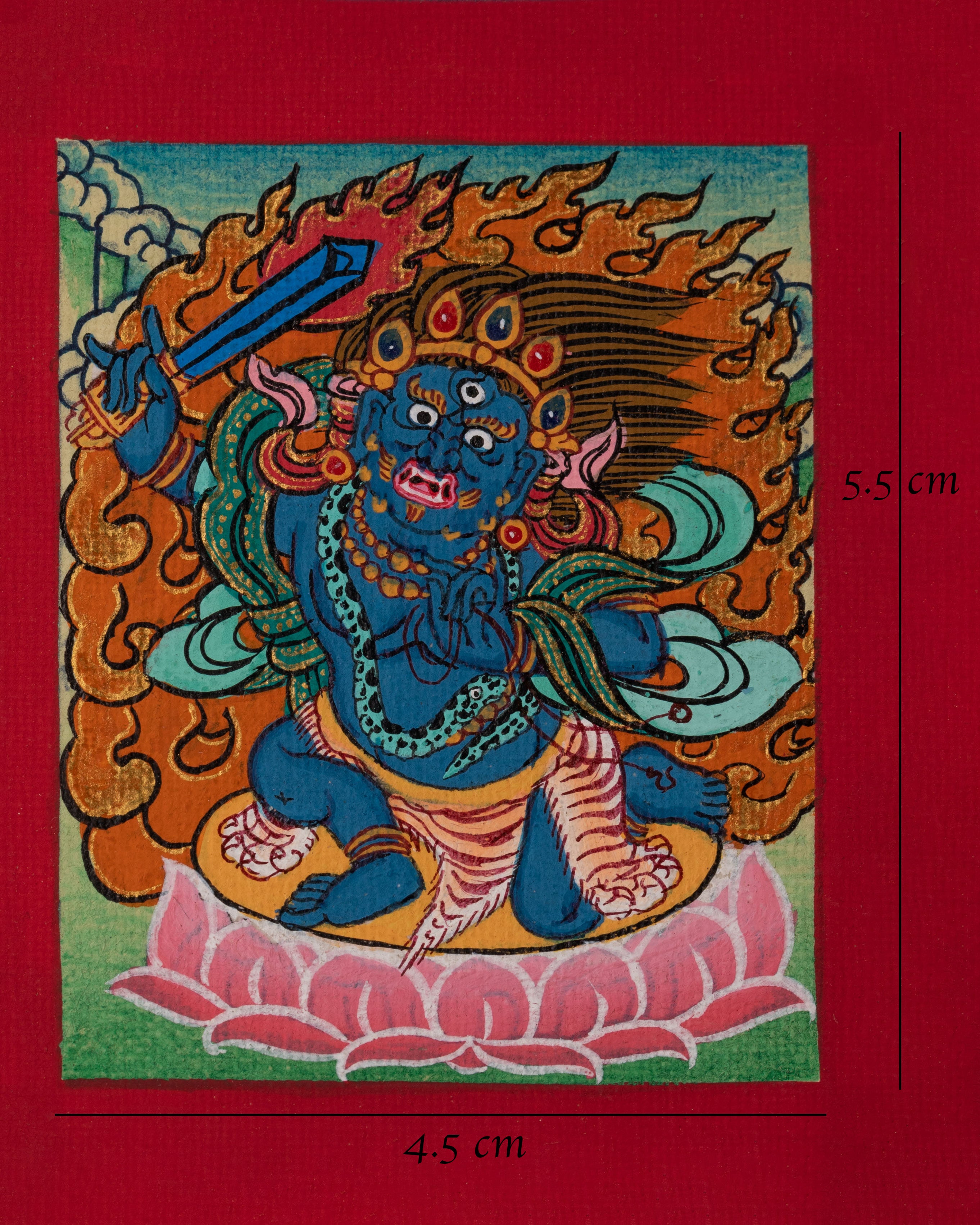 Handmade Achala Thangka for Locket | Small Tibetan Artwork