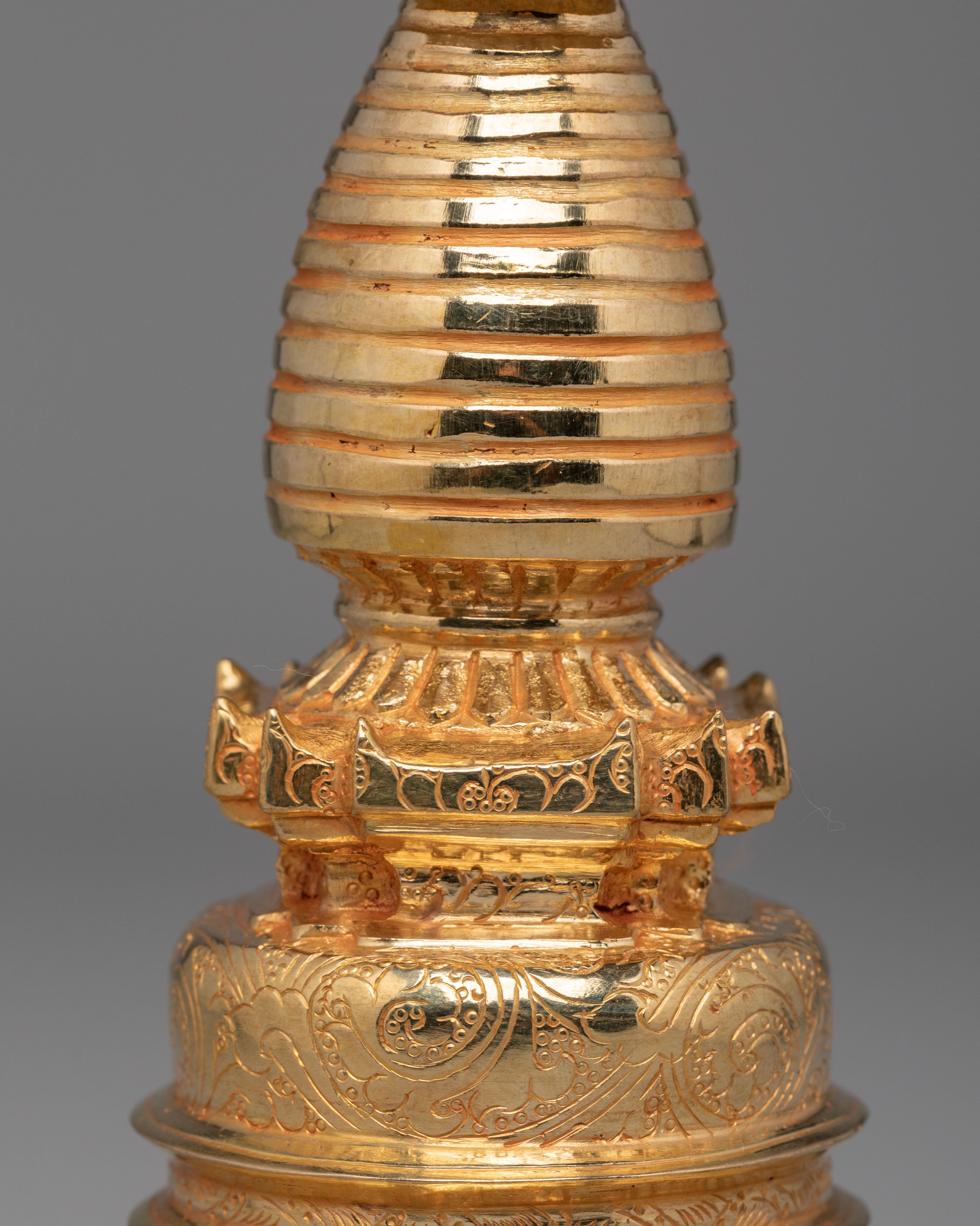 Spiritual Relic Kadampa Stupa | Gold Plated Buddhist Sculpture