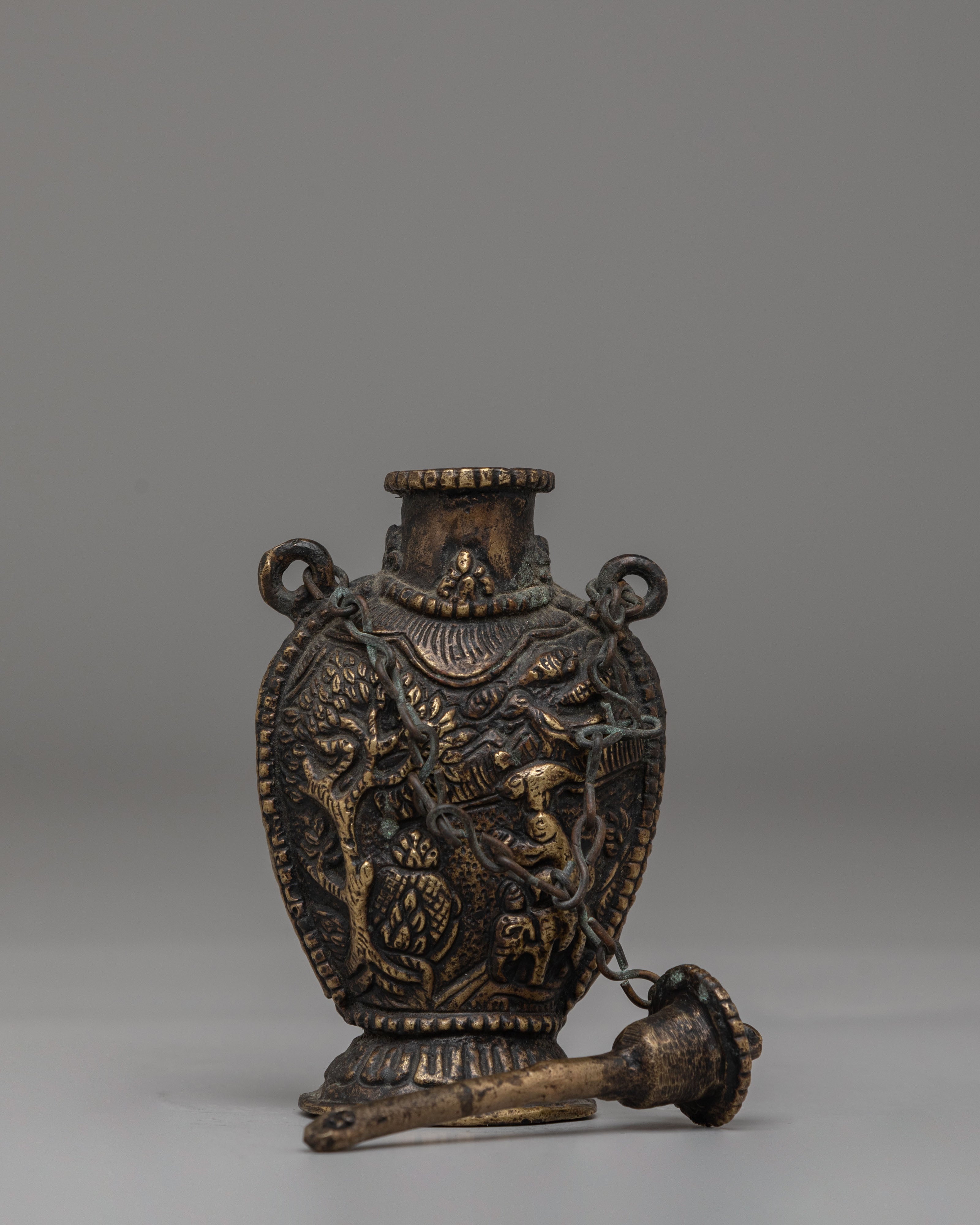 Buddhist Four Harmonious Friends Snuff Pot | Symbolizing Unity and Friendship