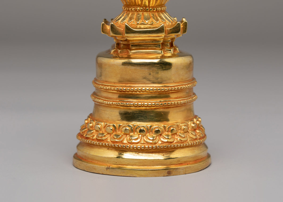 Gold Plated Altar Kadampa Stupa | Handcrafted Sacred Buddhist Shrine